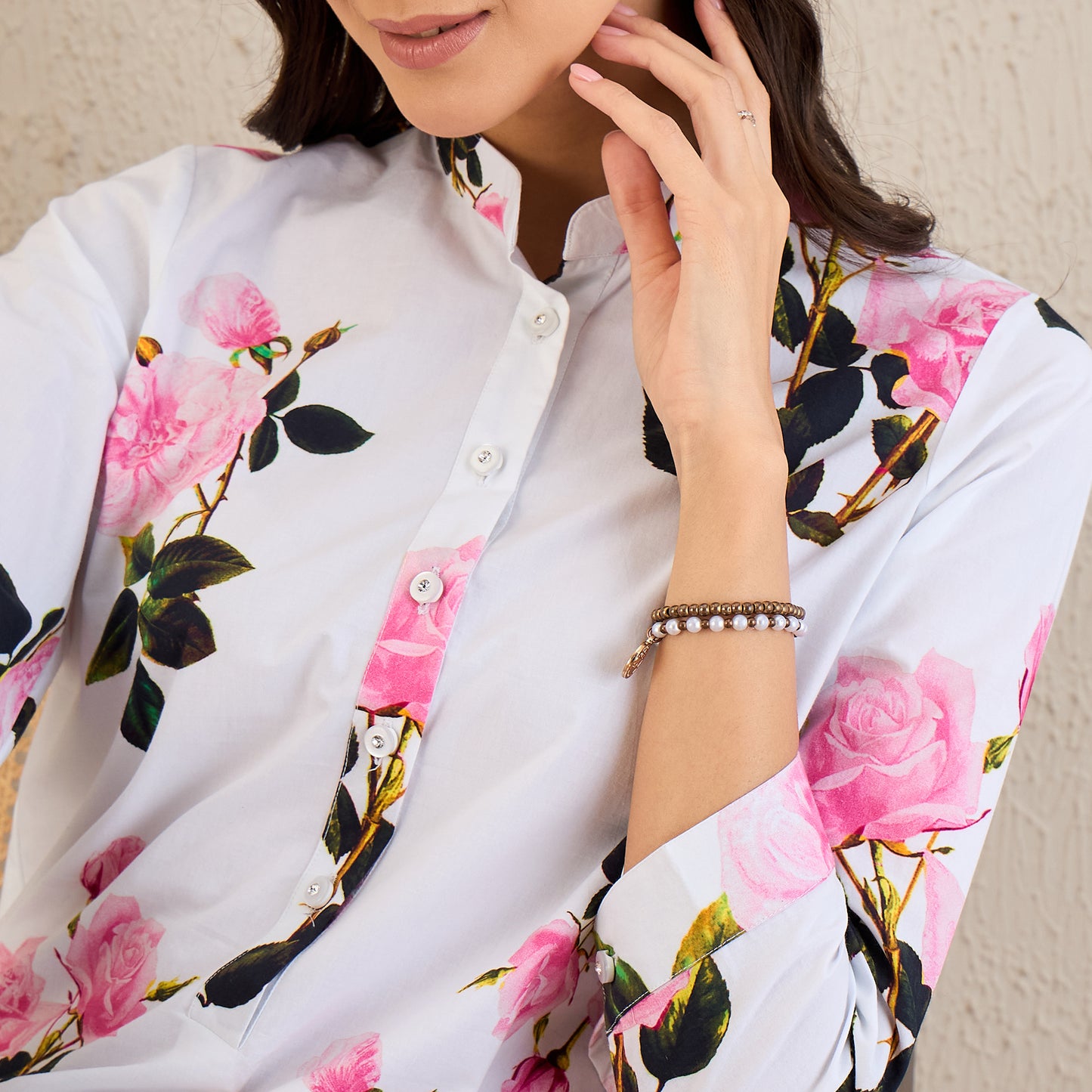 Pink Floral Shirt Dress