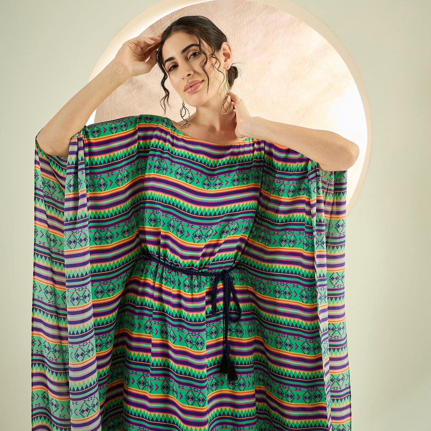 Green Aztec Poncho Dress