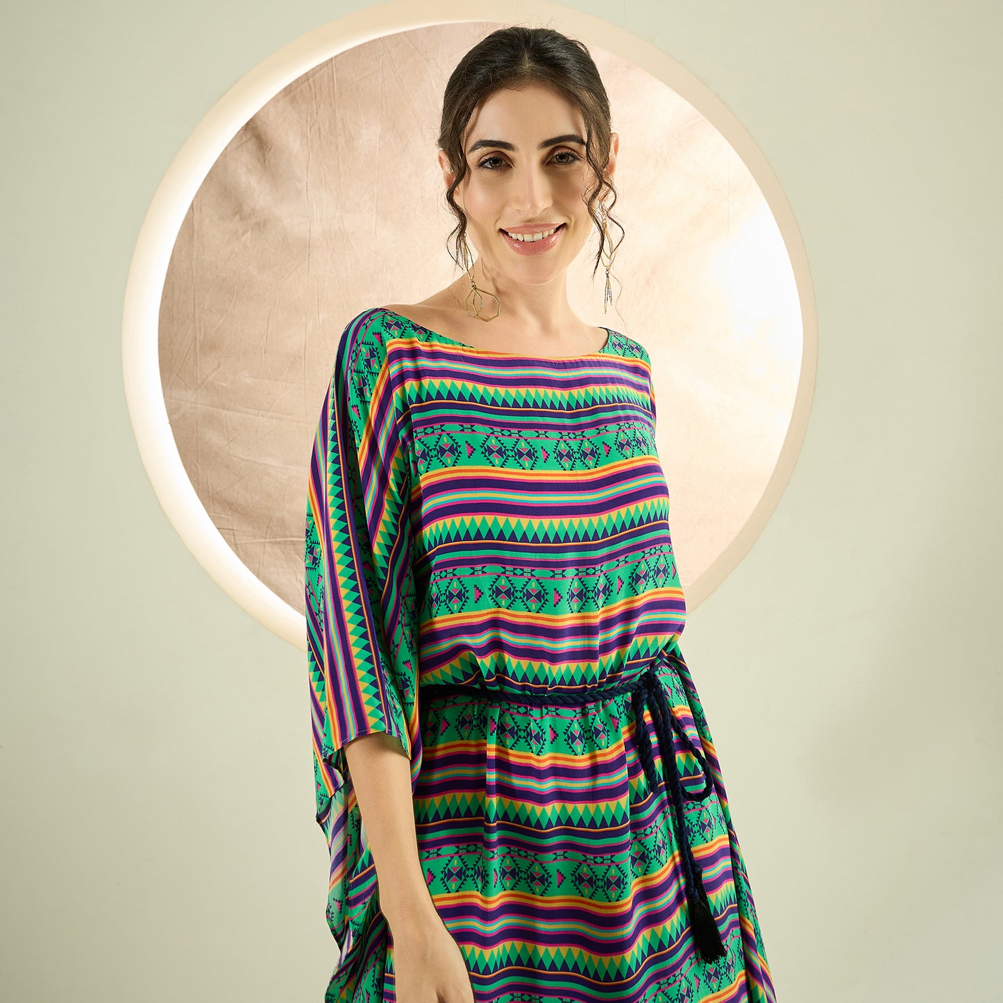 Green Aztec Poncho Dress