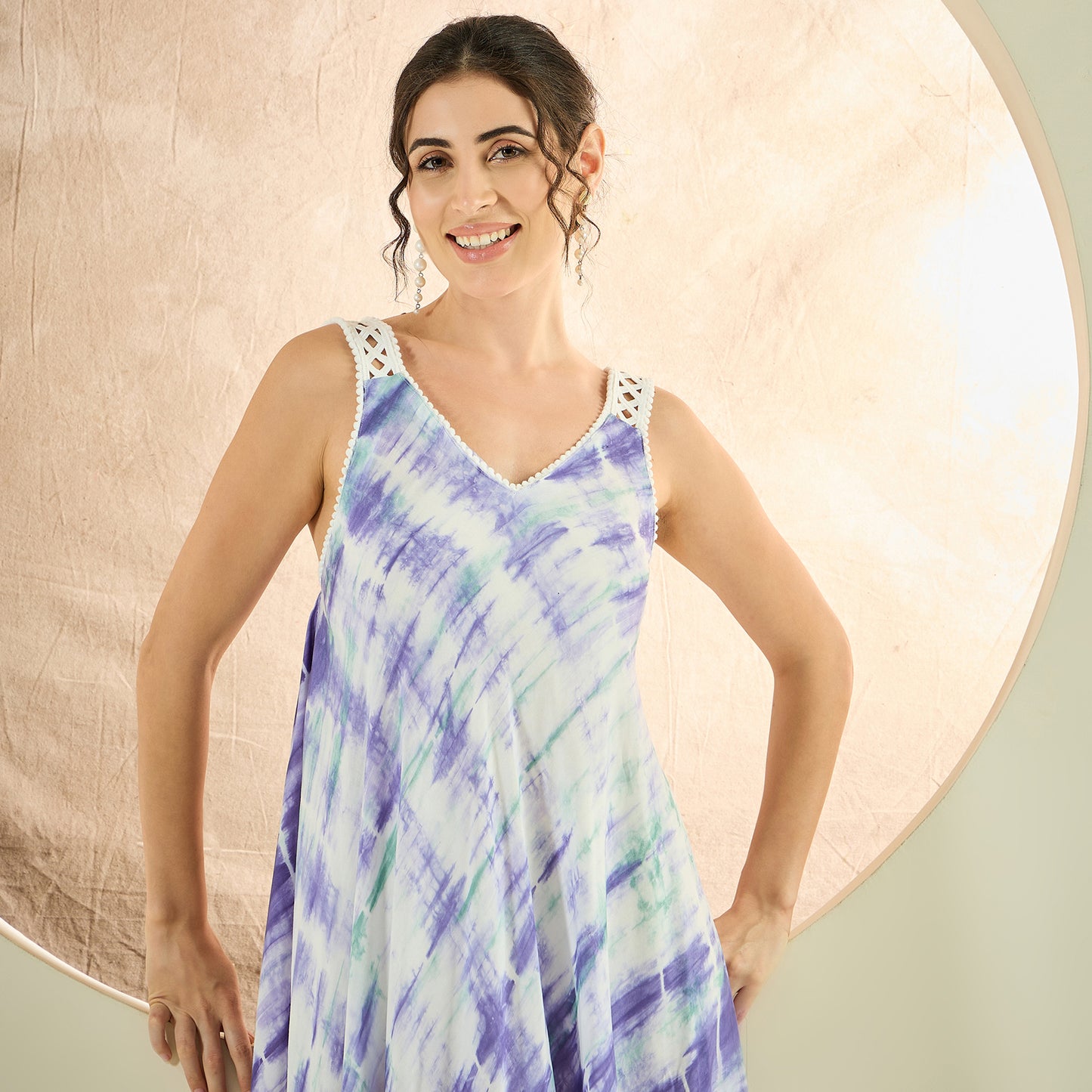 Purple and Green Tie-Dye Handkerchief Dress