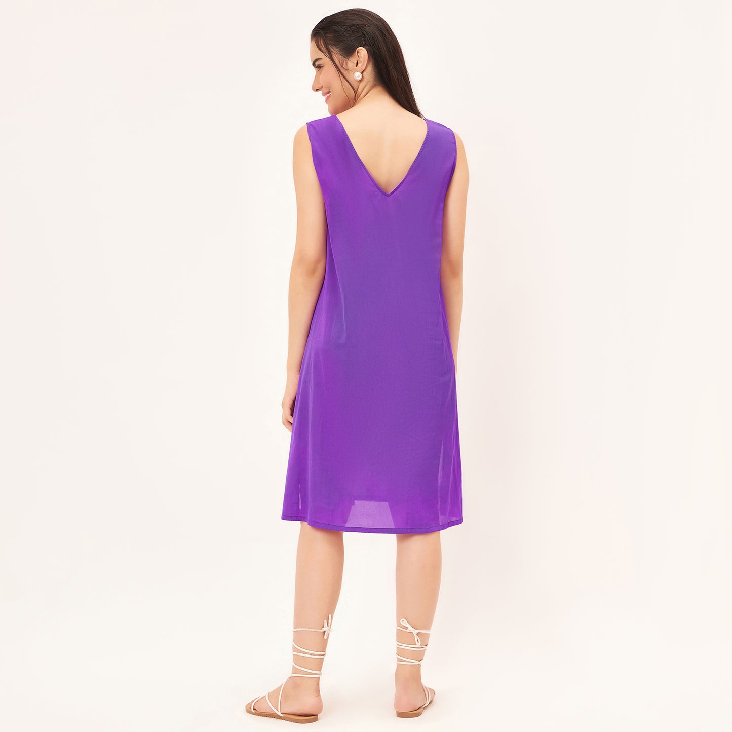 Bright Purple Pleated Kaftan Dress