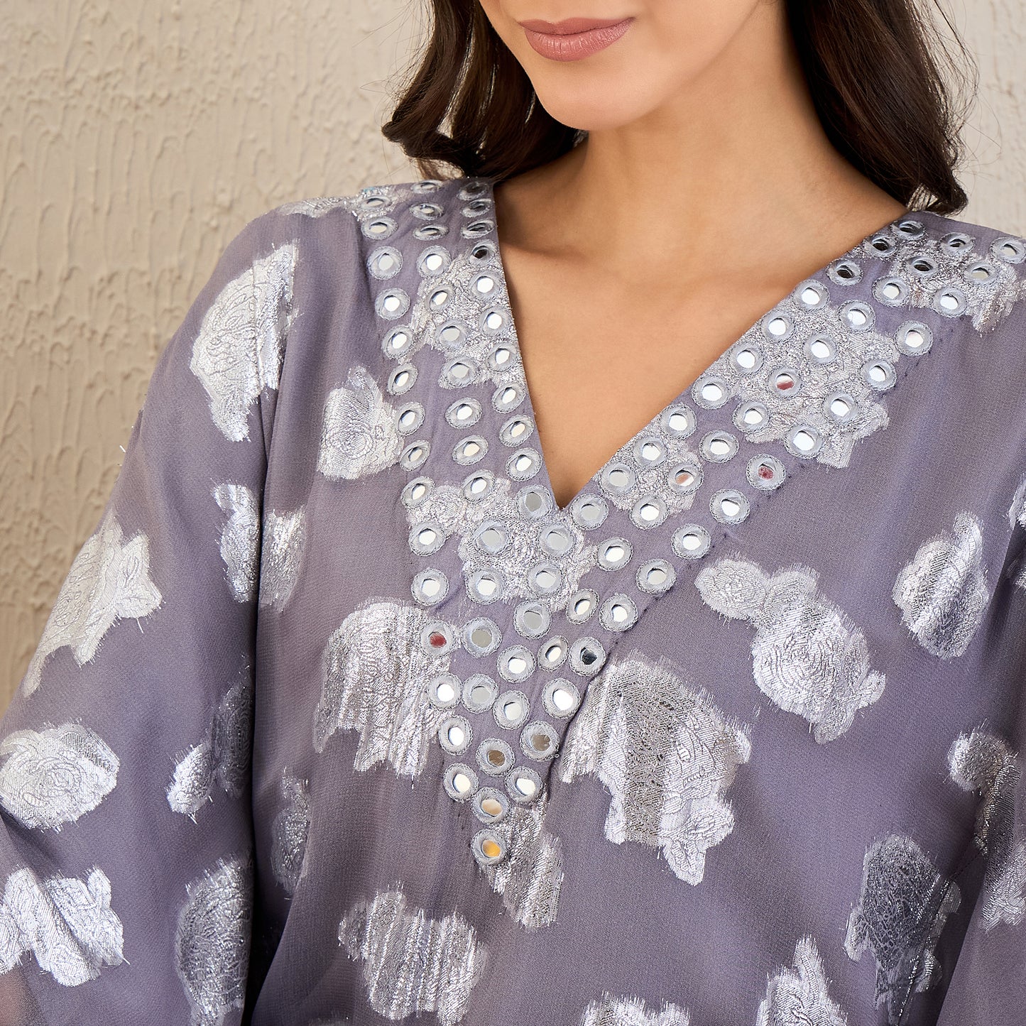 Dark Grey Ombre Full Length Kaftan