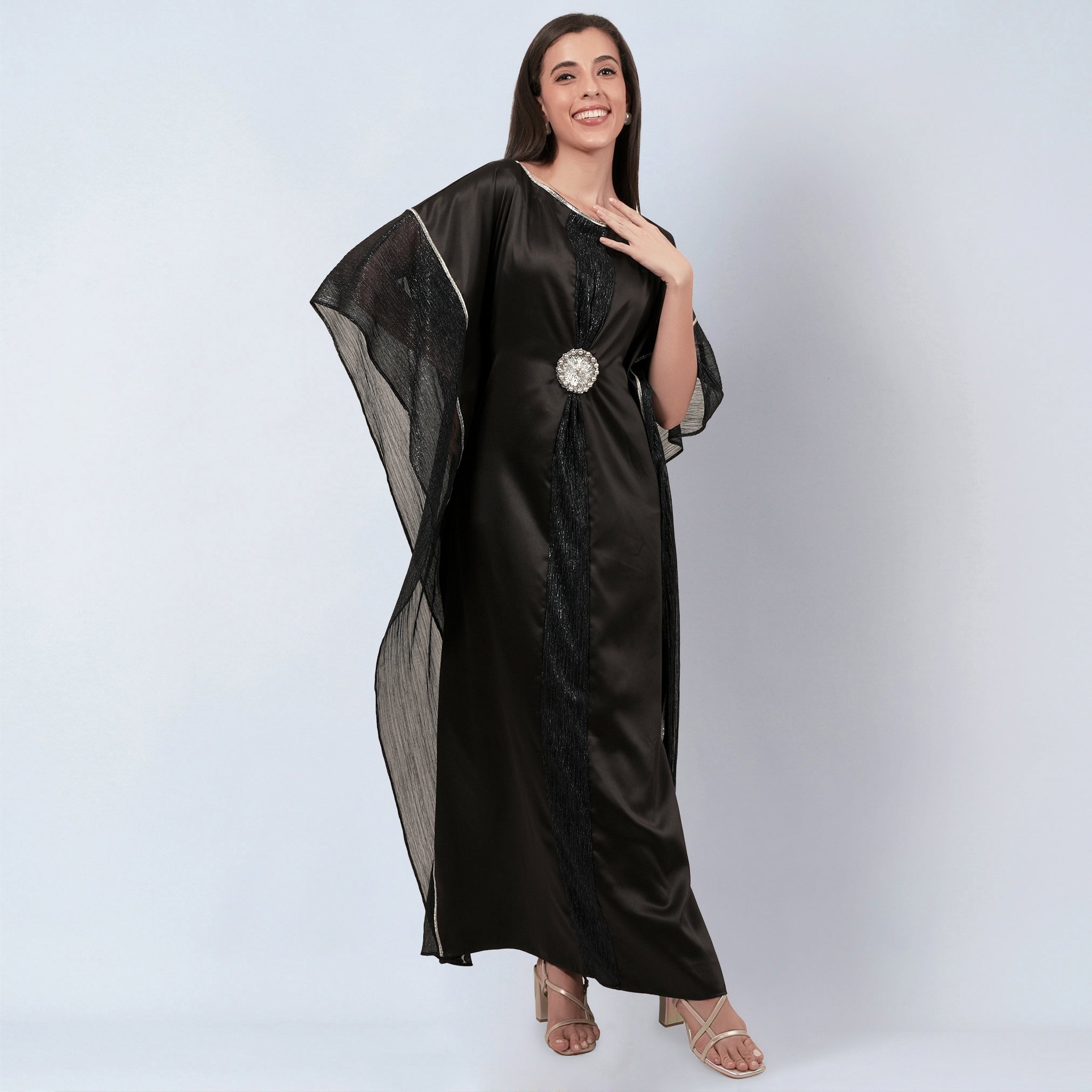 Black printed free size kaftan – Aditi Wasan