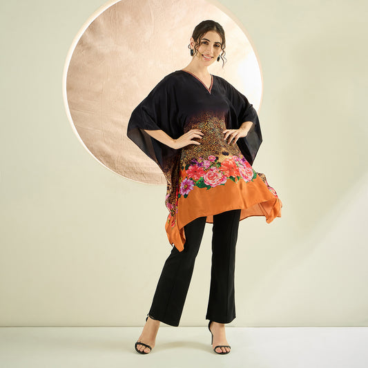 Black and Orange Kaftan Tunic