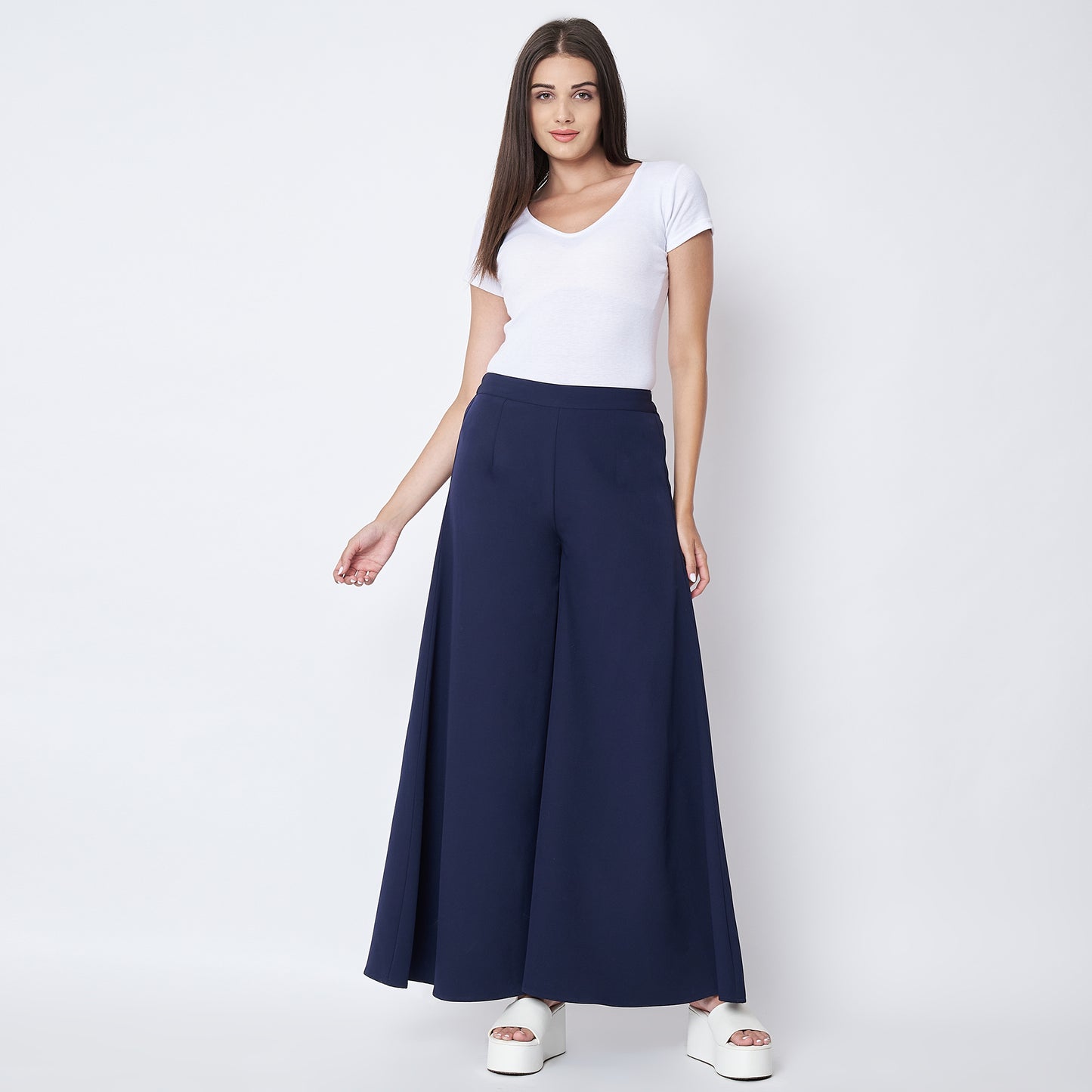 Dark Blue Wide Leg Pants