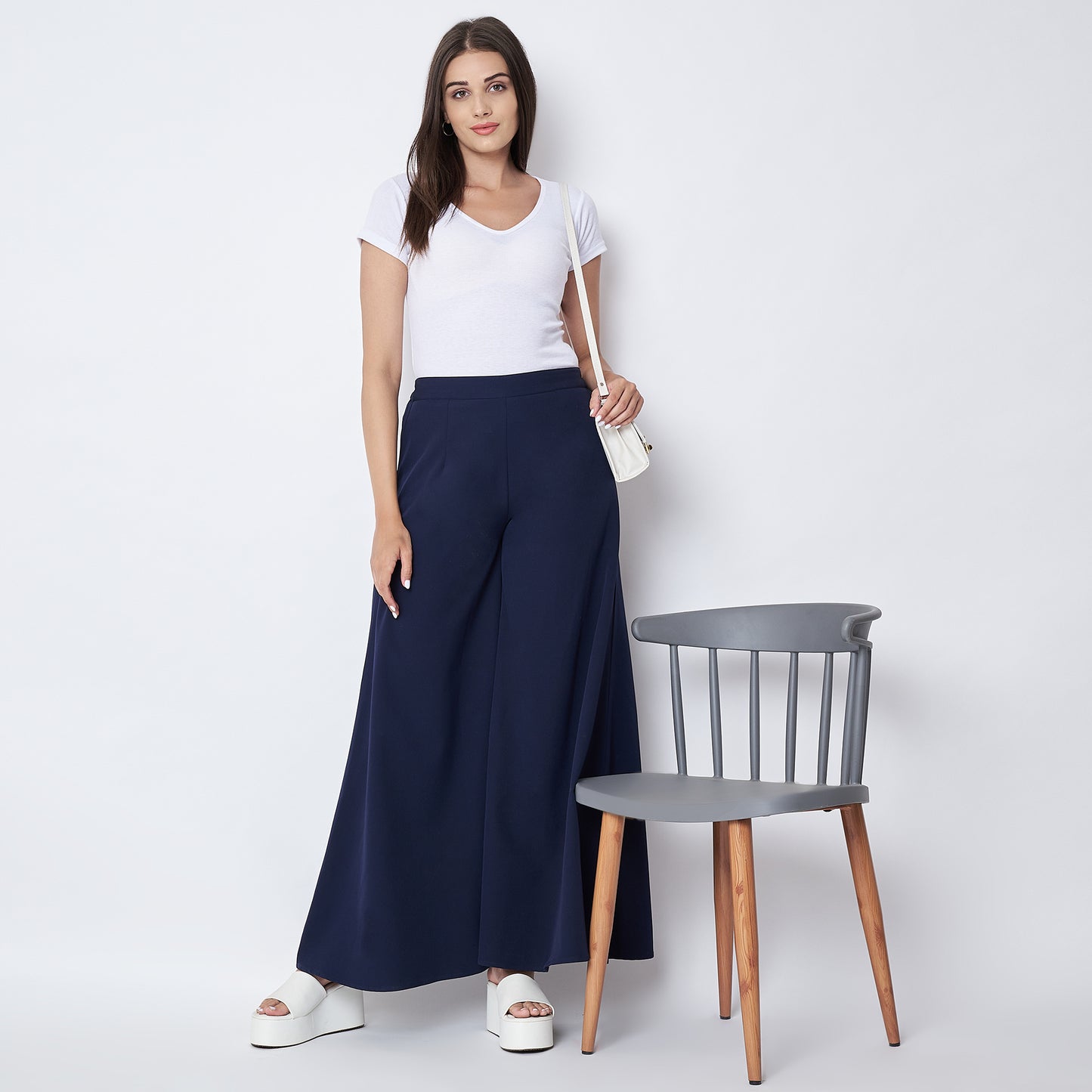 Dark Blue Wide Leg Pants