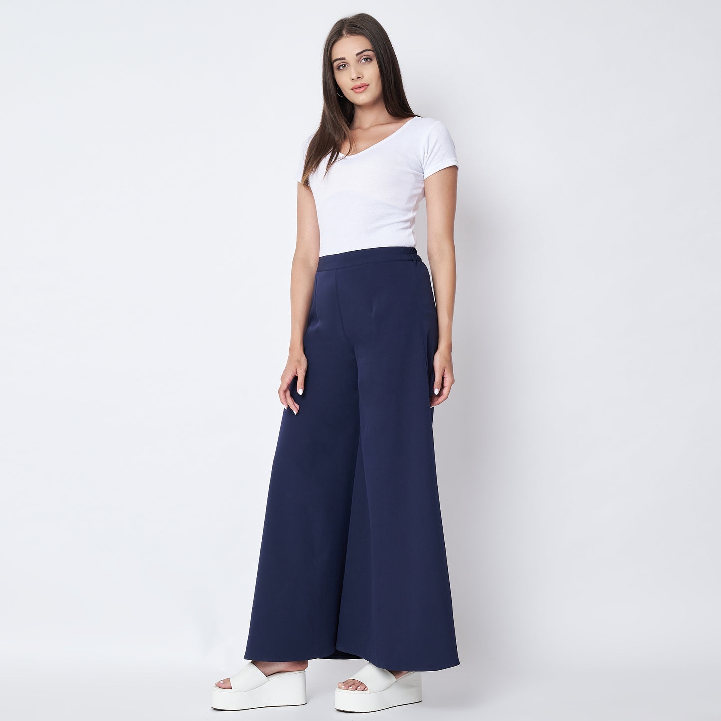 Dark Blue Wide Leg Pants