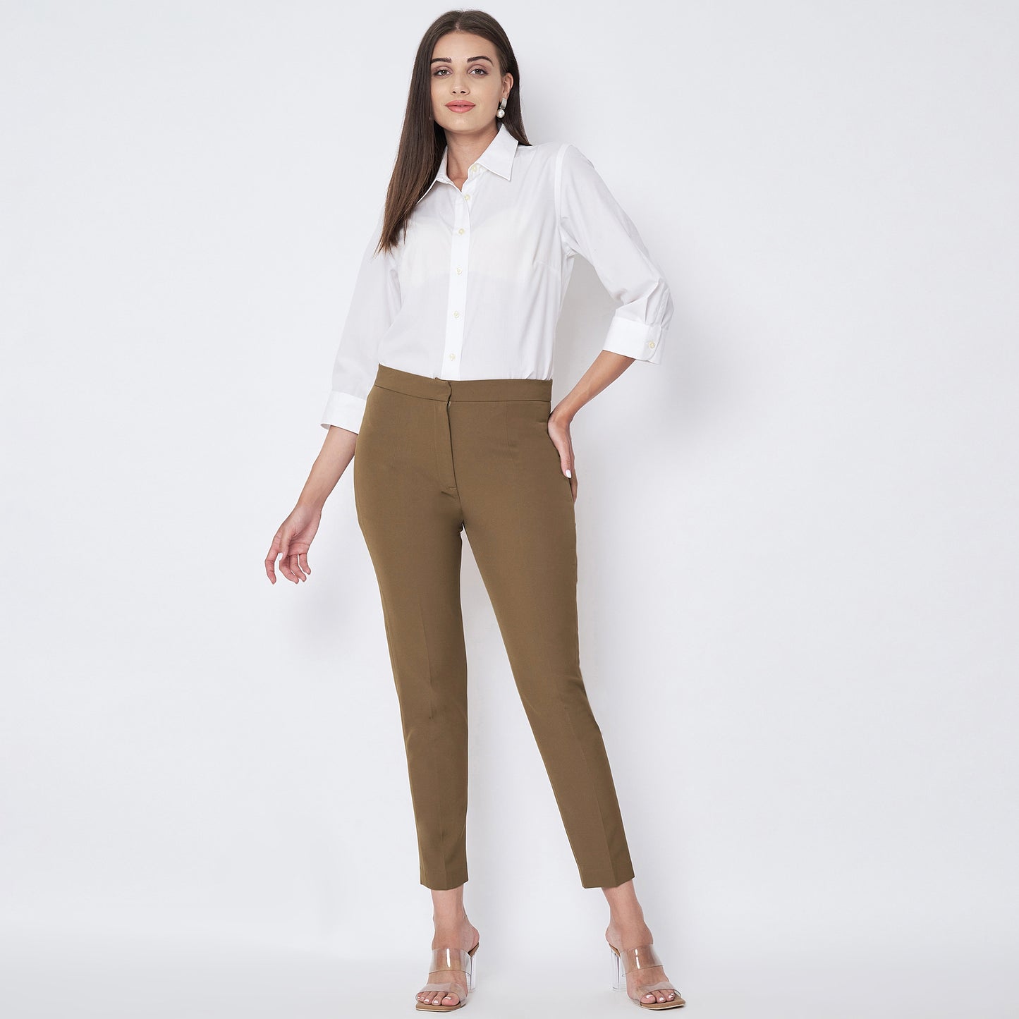 Beige Slim Fit Pants