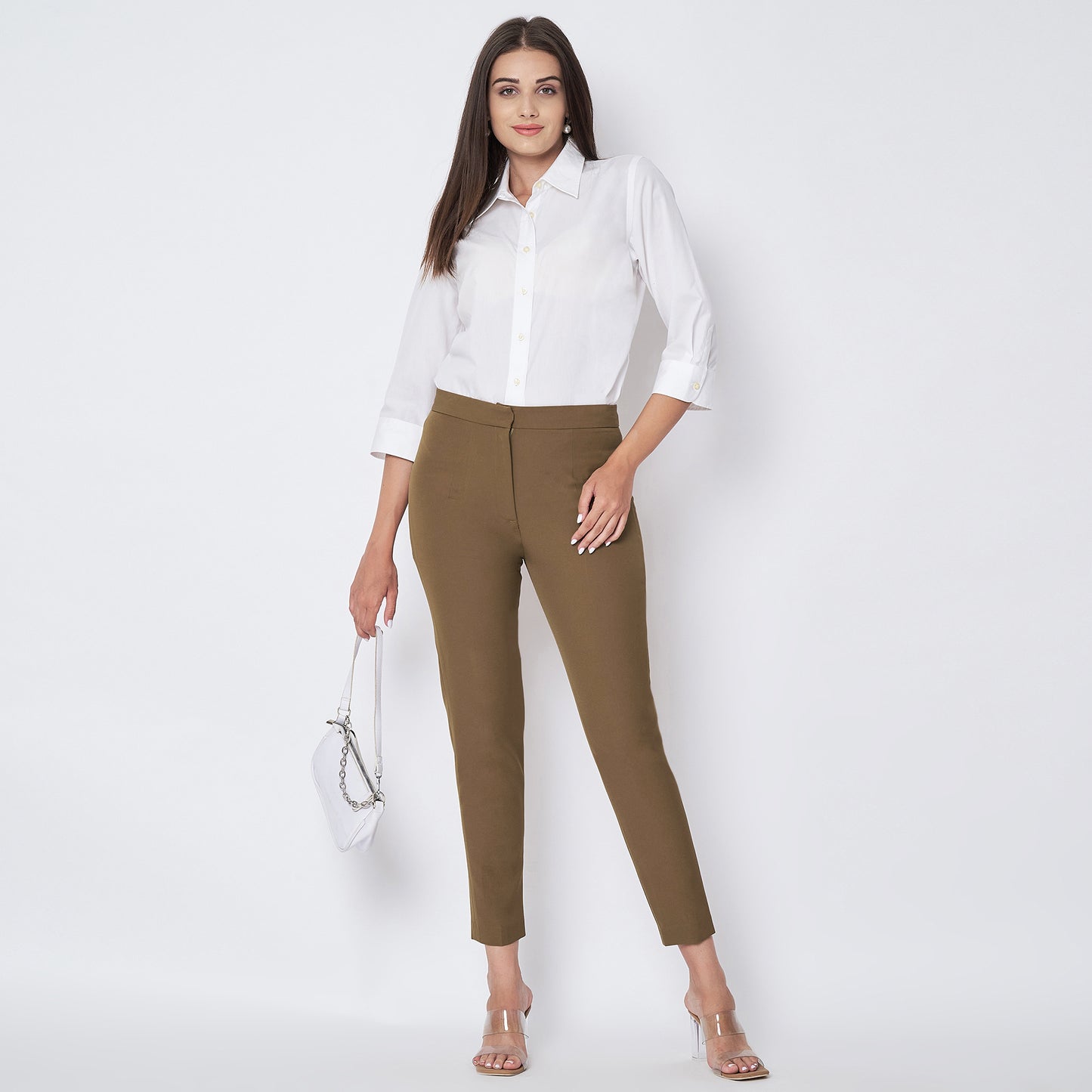 Beige Slim Fit Pants