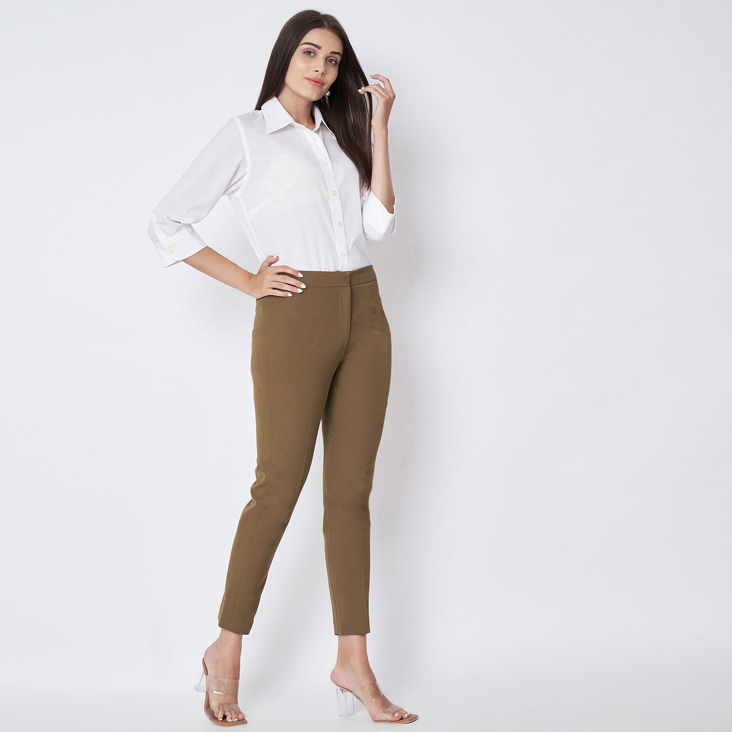 Beige Slim Fit Pants