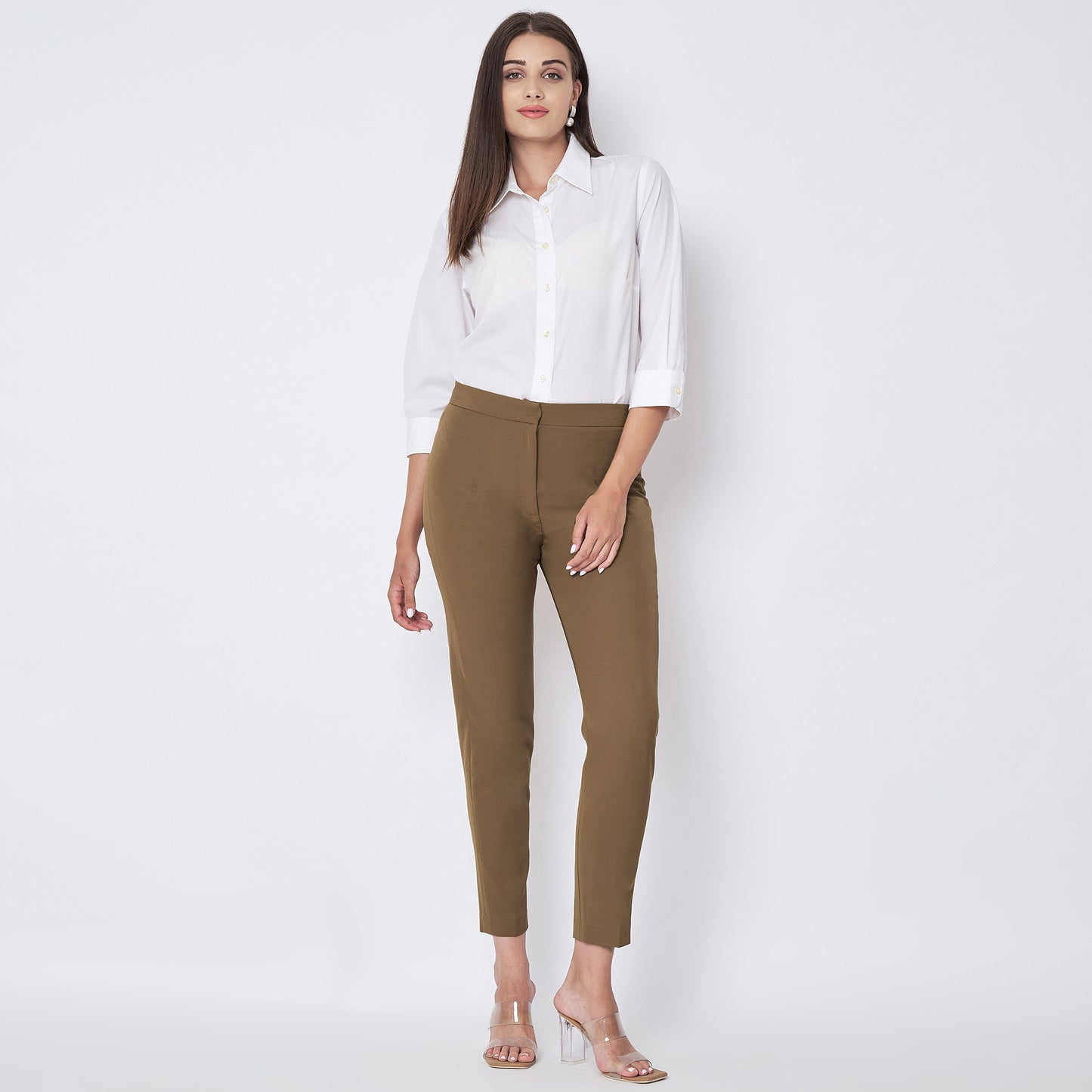 Beige Slim Fit Pants