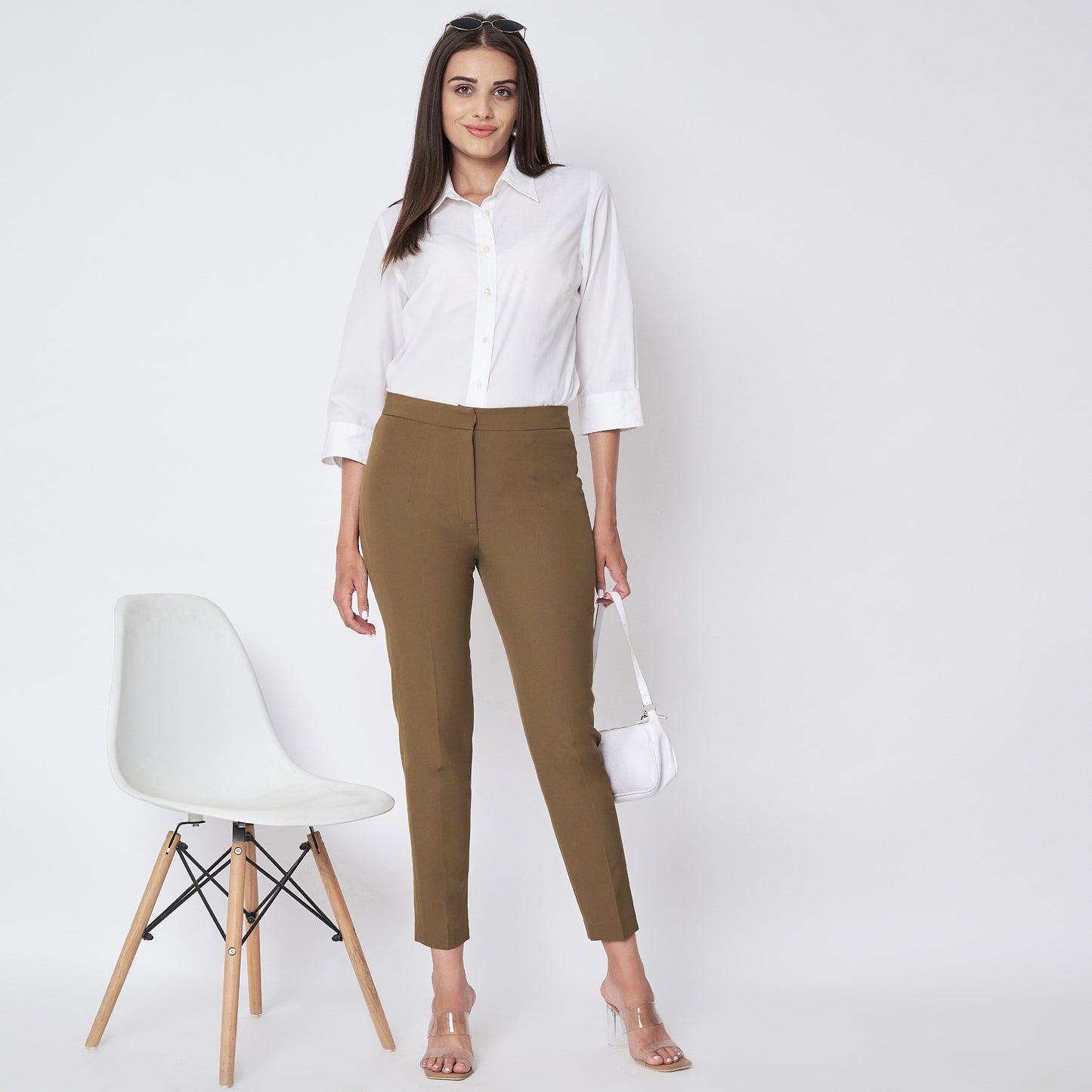 Beige Slim Fit Pants