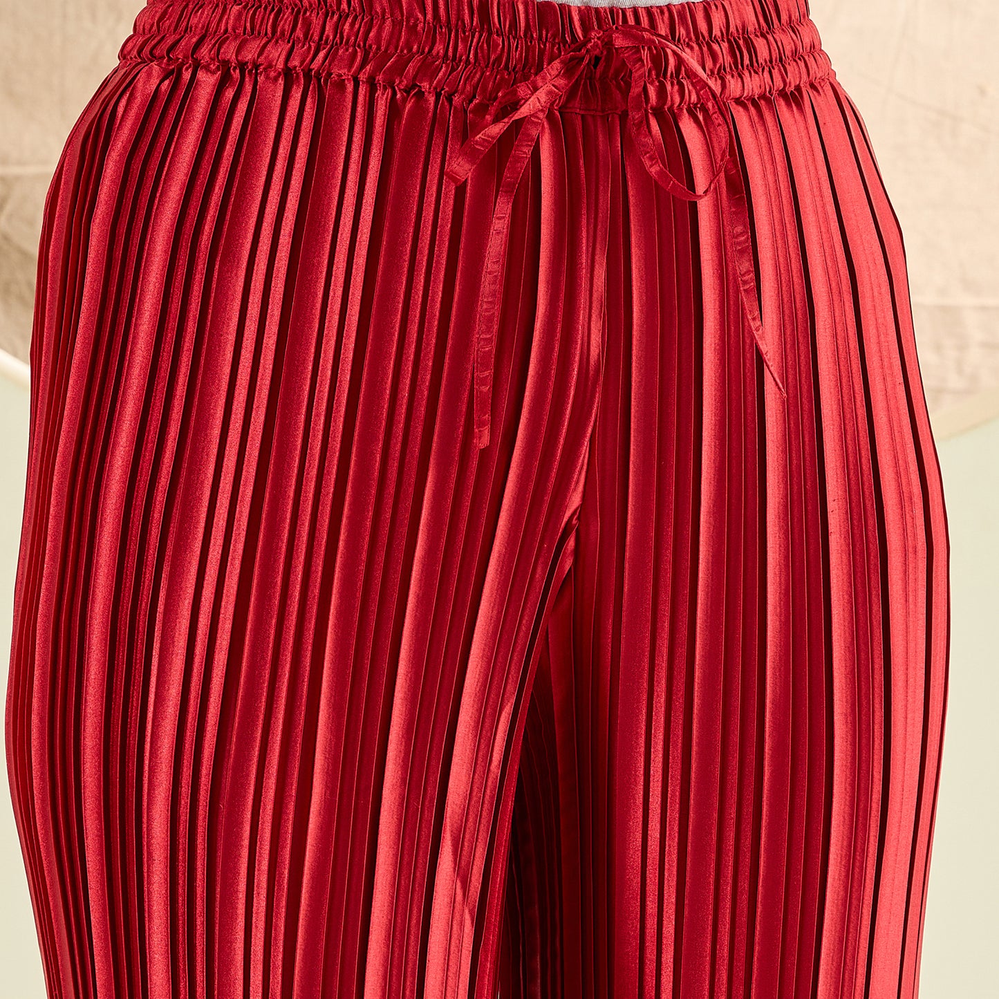 Venetian Red Box Pleated Palazzo