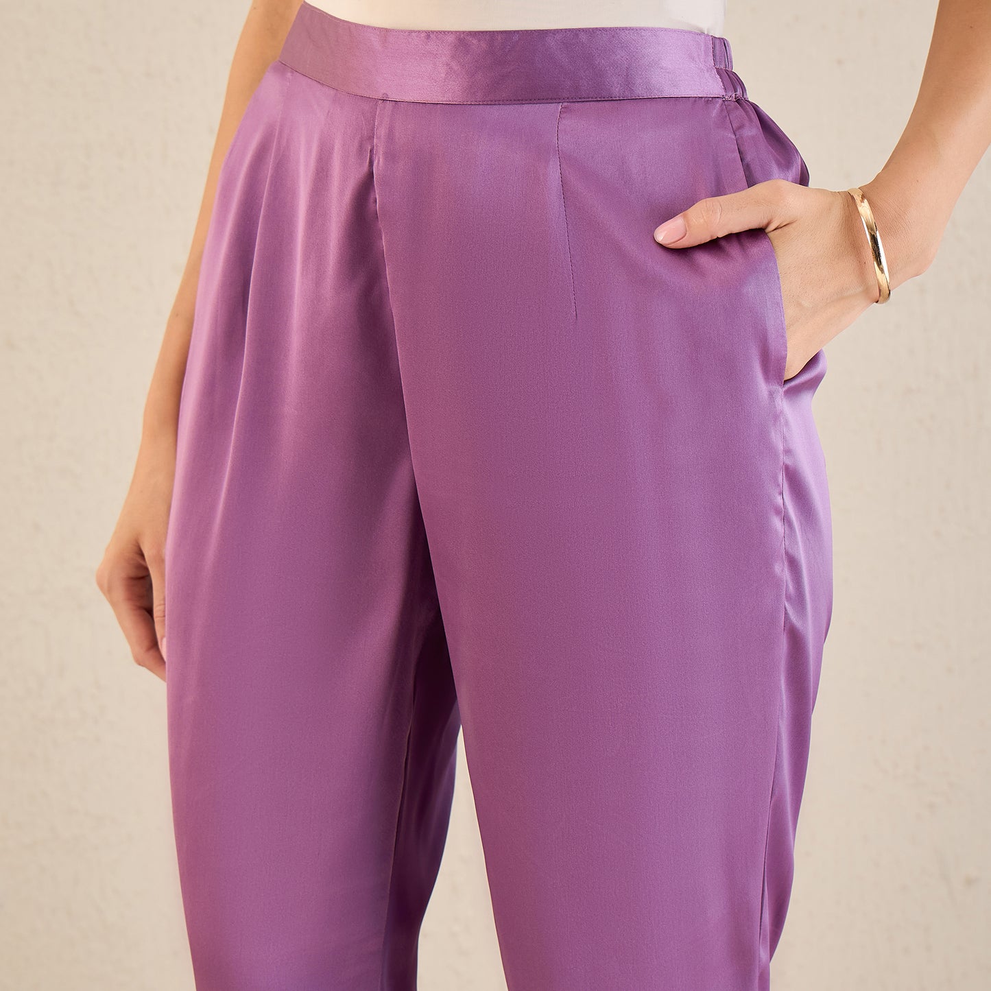 Lilac Bell Bottom Satin Pants