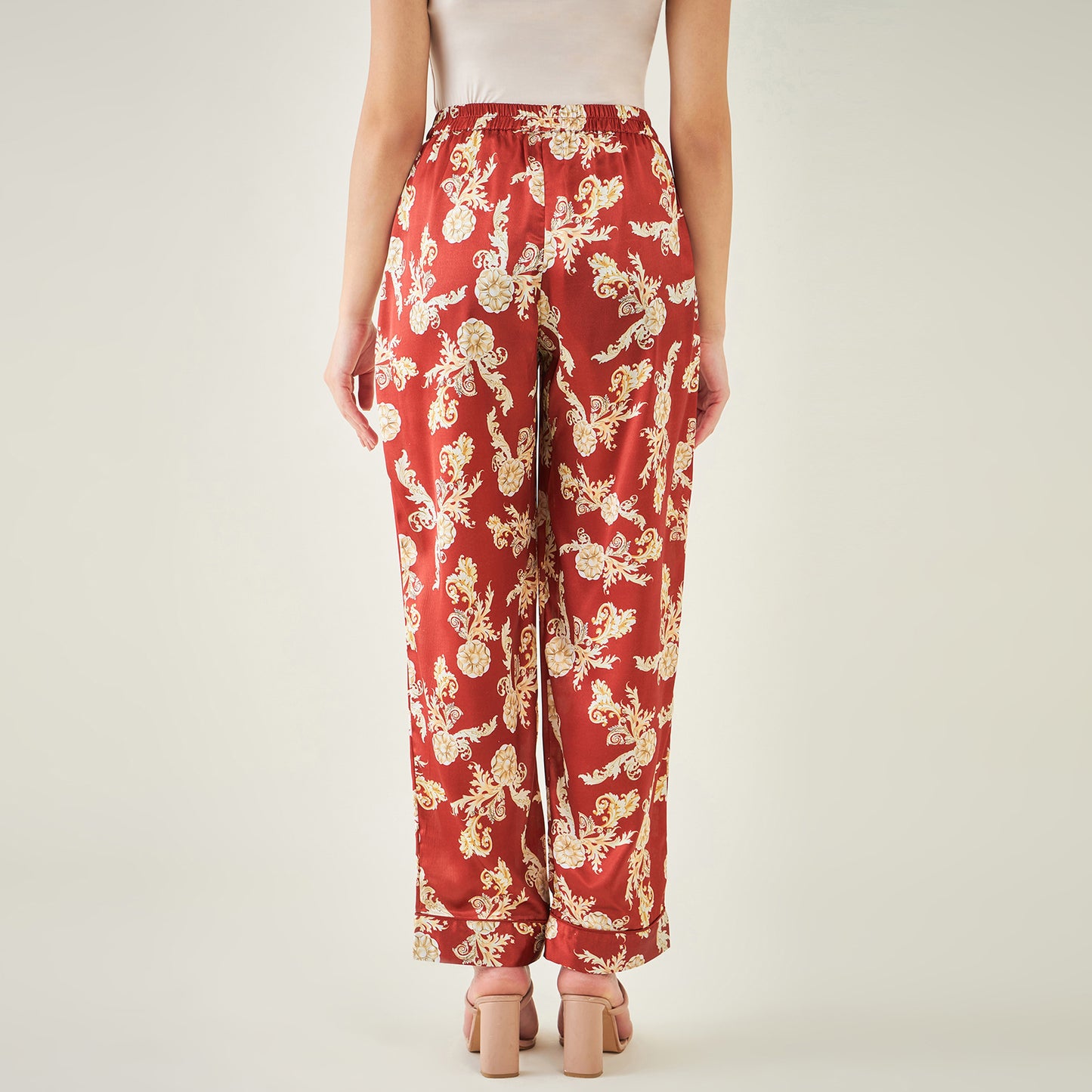 Red Baroque Print Pants