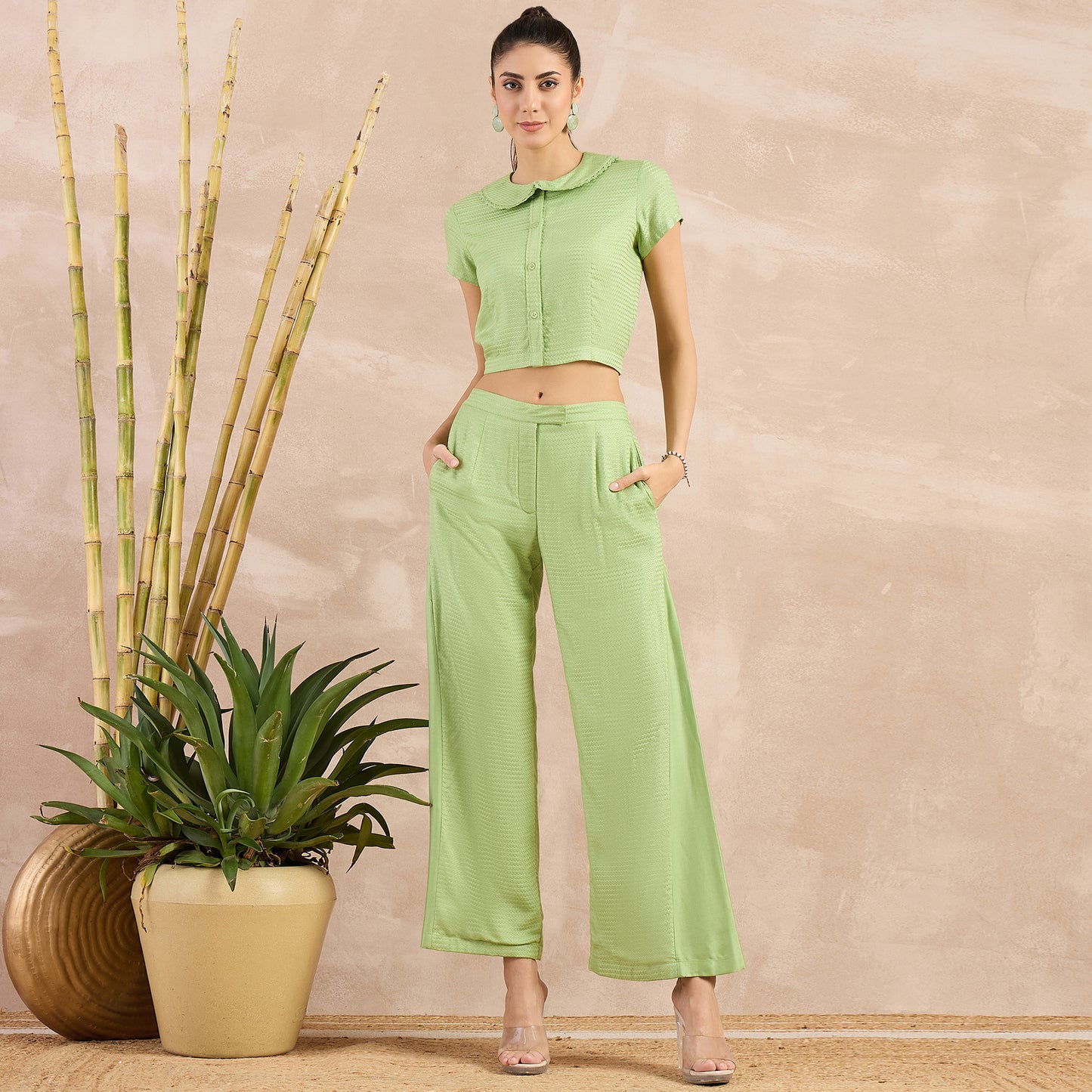 Pastel Green Flared Trouser