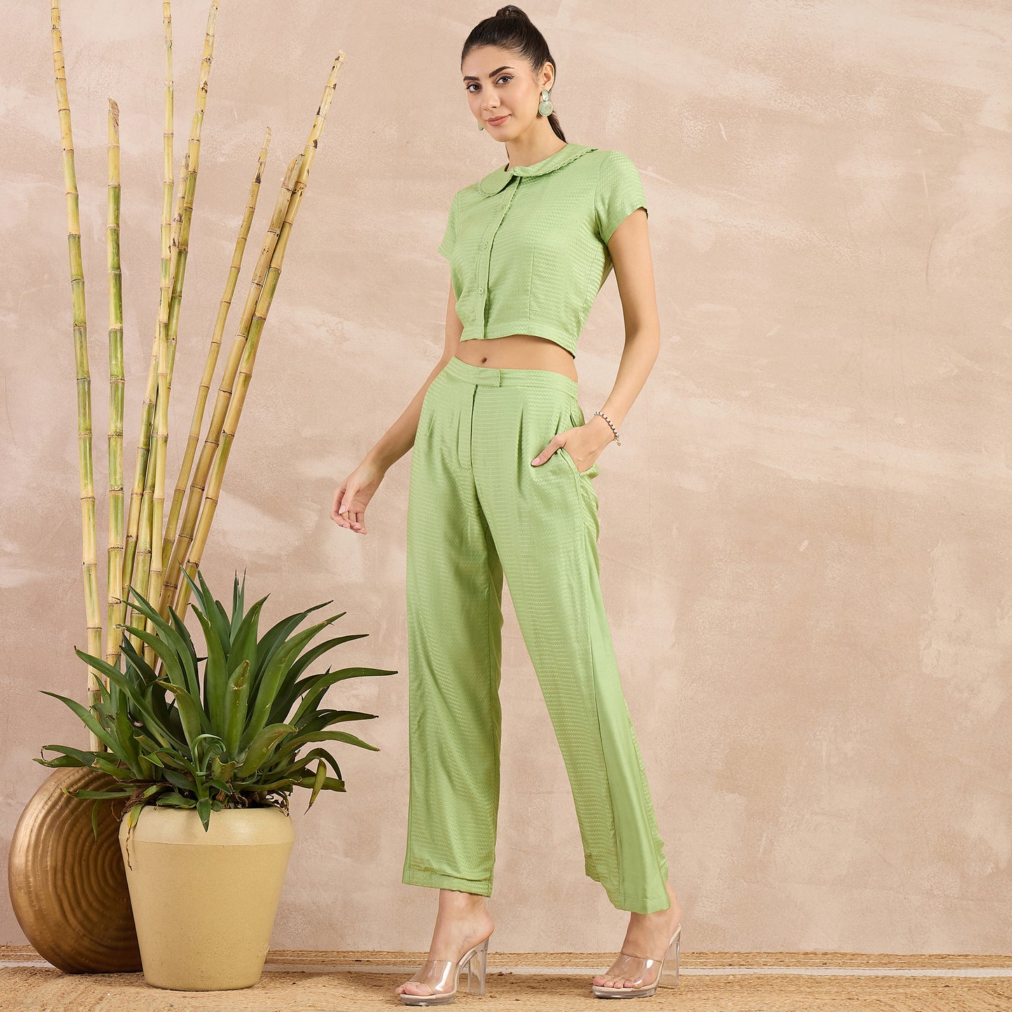 Pastel Green Flared Trouser