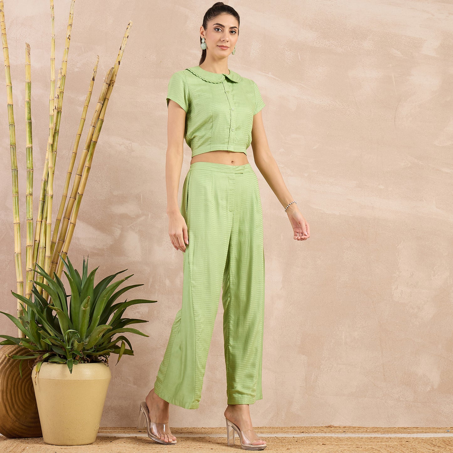 Pastel Green Flared Trouser