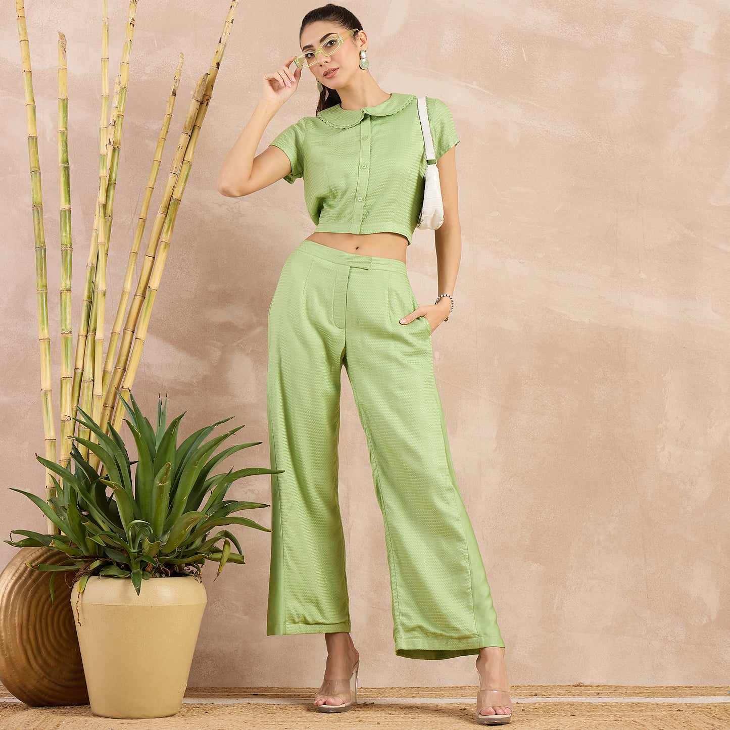 Pastel Green Flared Trouser