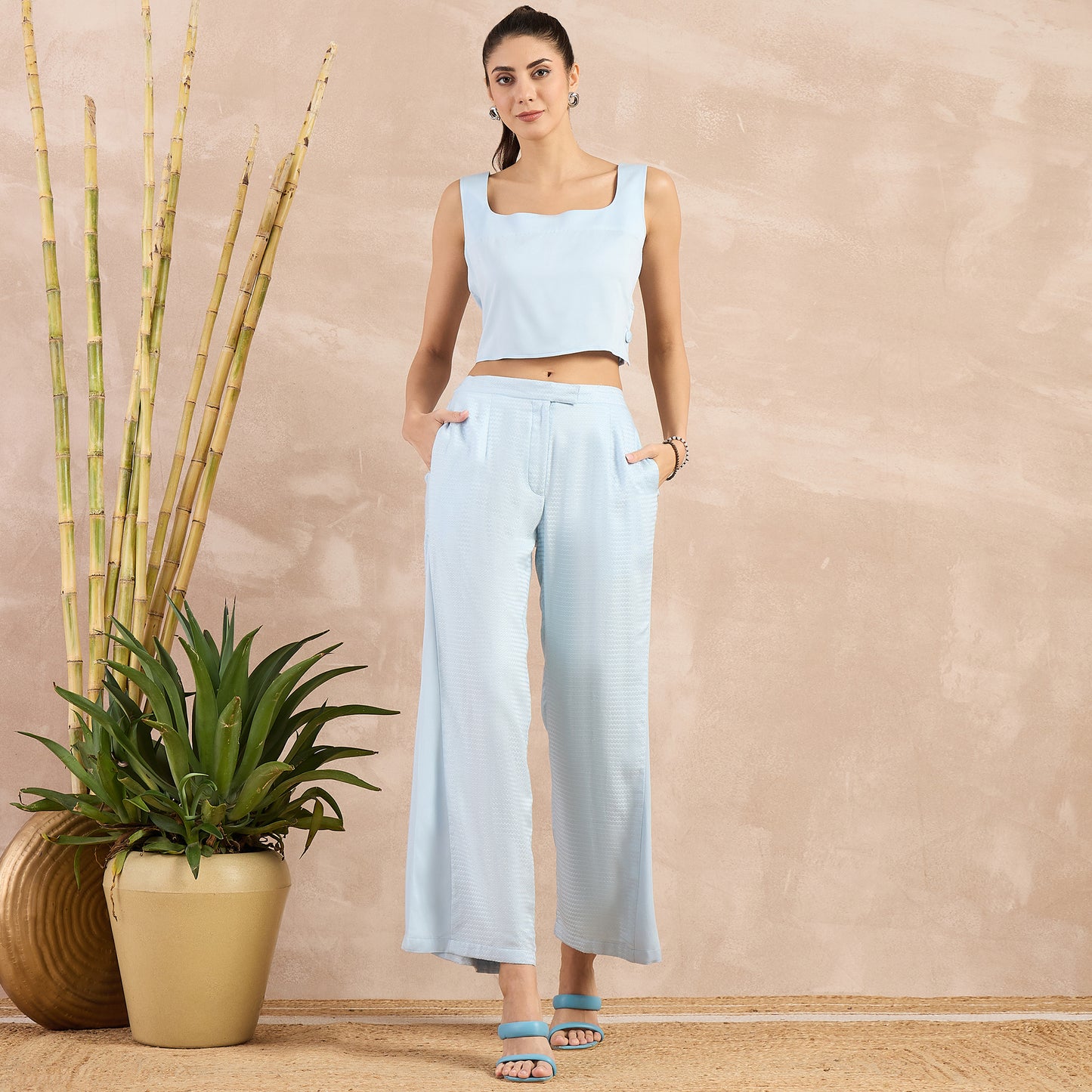 Sky Blue Flared Trouser