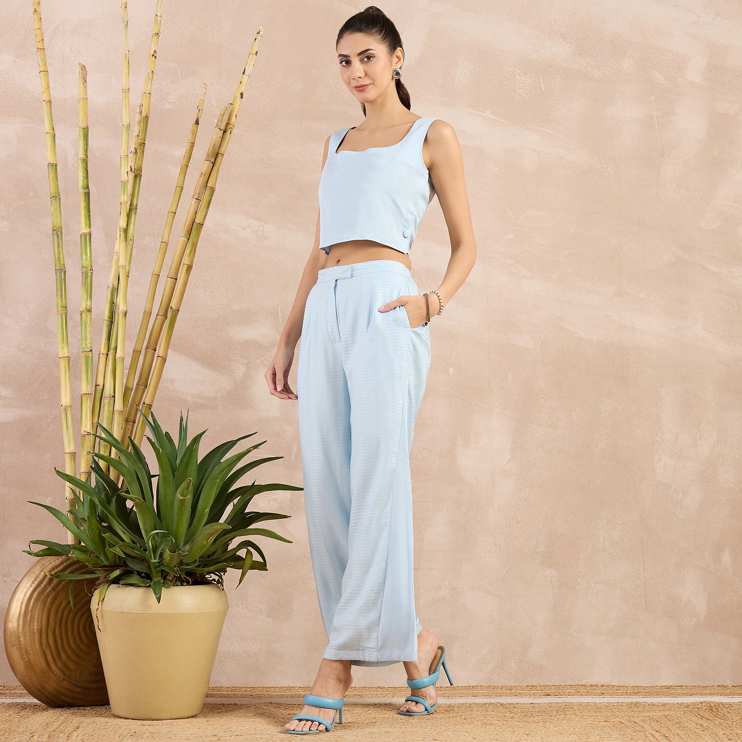 Sky Blue Flared Trouser