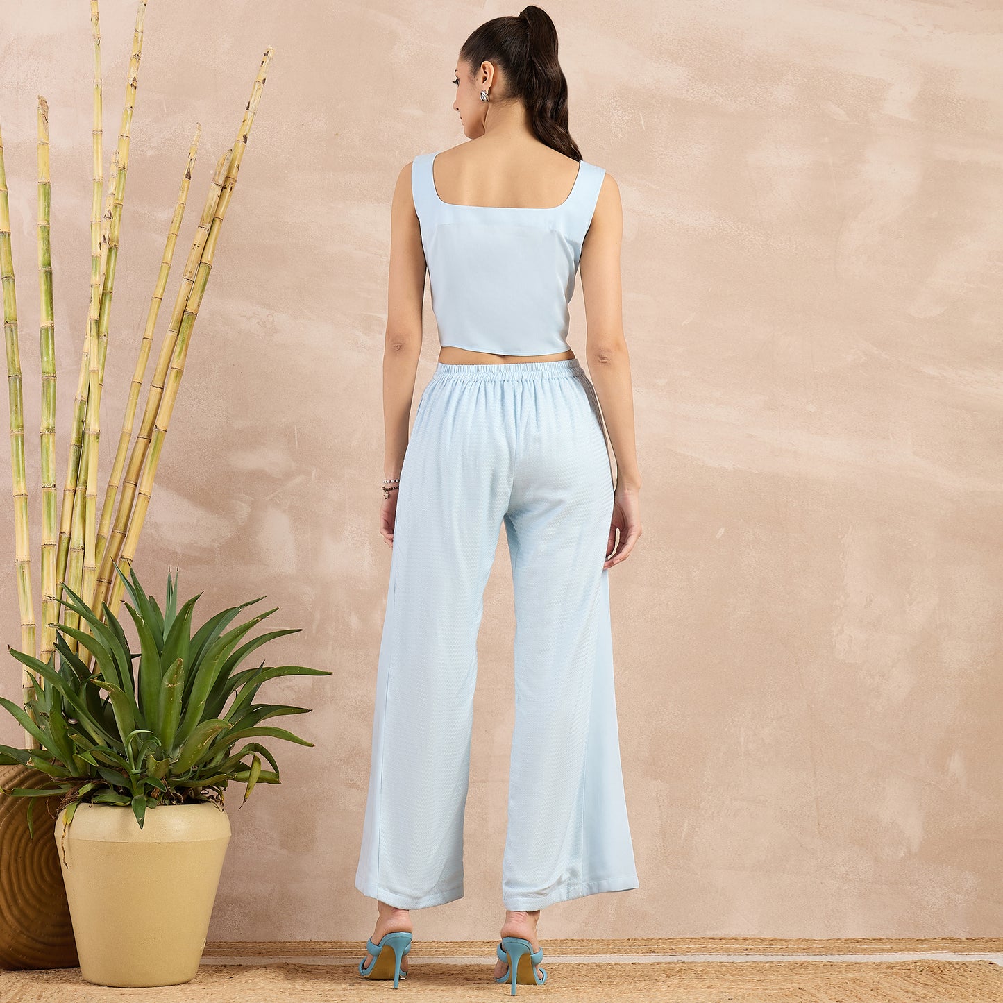 Sky Blue Flared Trouser