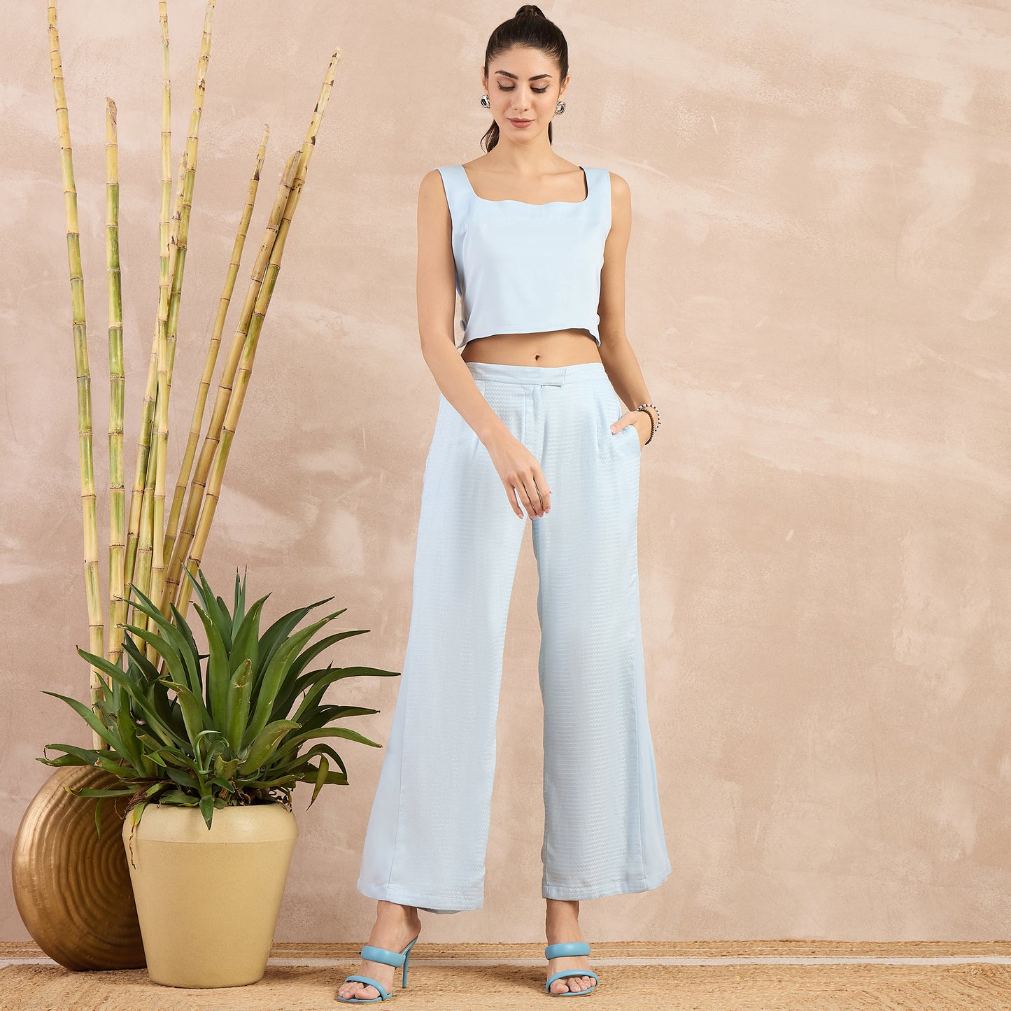 Sky Blue Flared Trouser