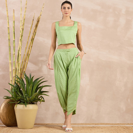 Pastel Green Herringbone Narrow Trouser