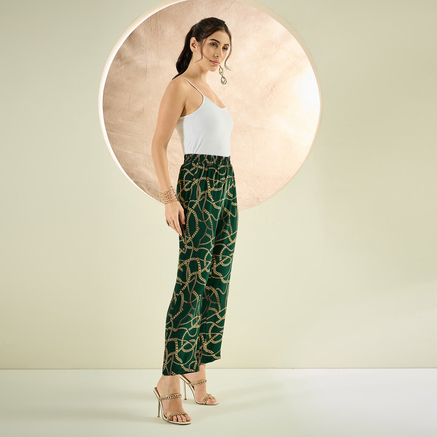 Forest Green Chain Print Pants