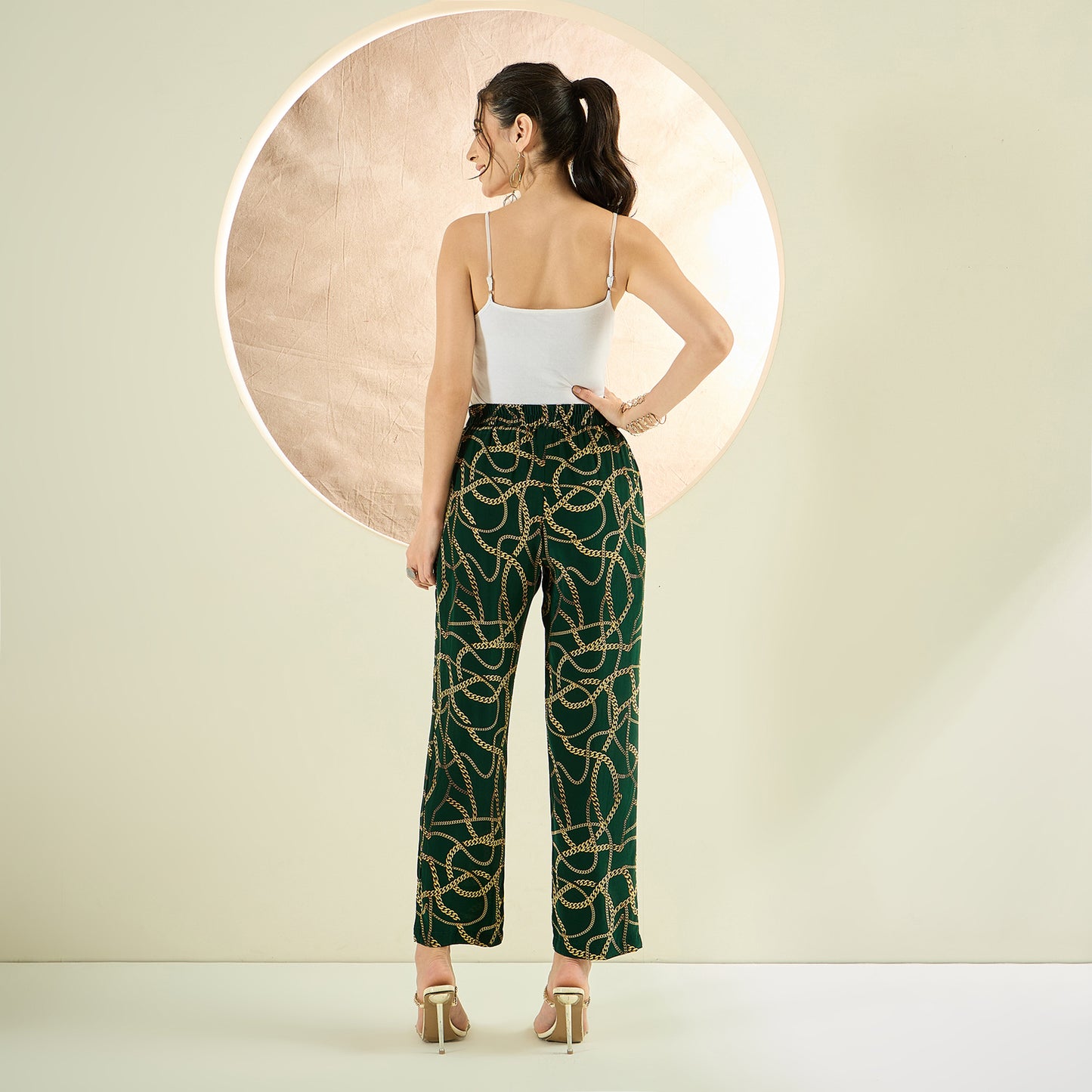 Forest Green Chain Print Pants