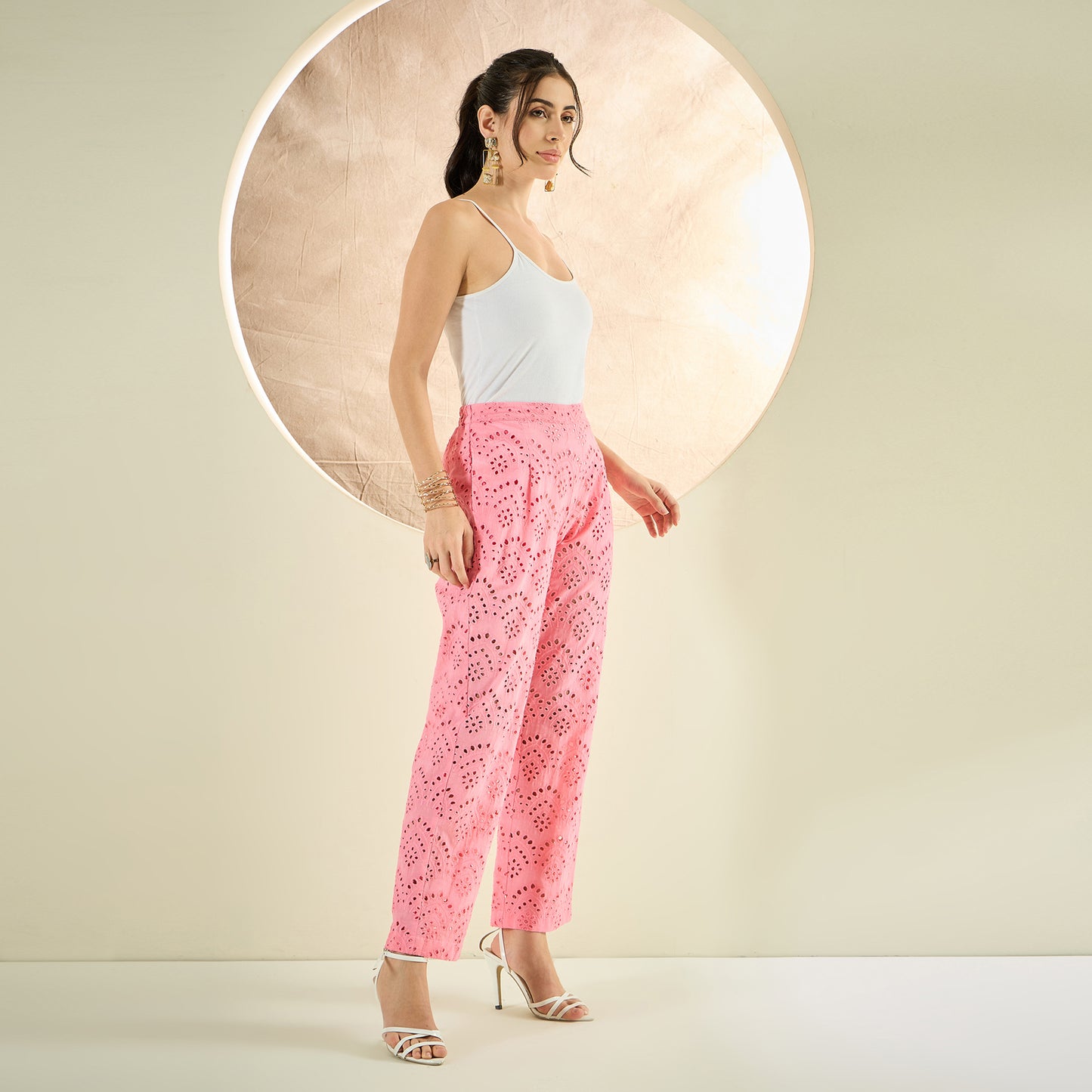 Pink Eyelet Pants