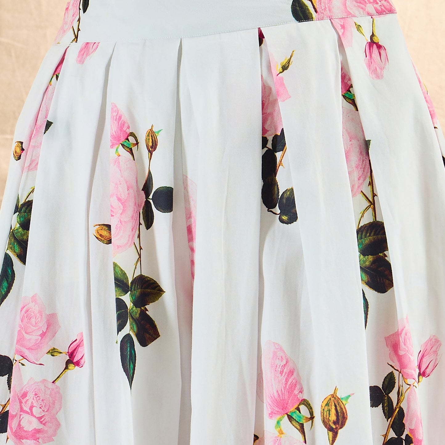 White and Pink Floral Wide Leg Pants