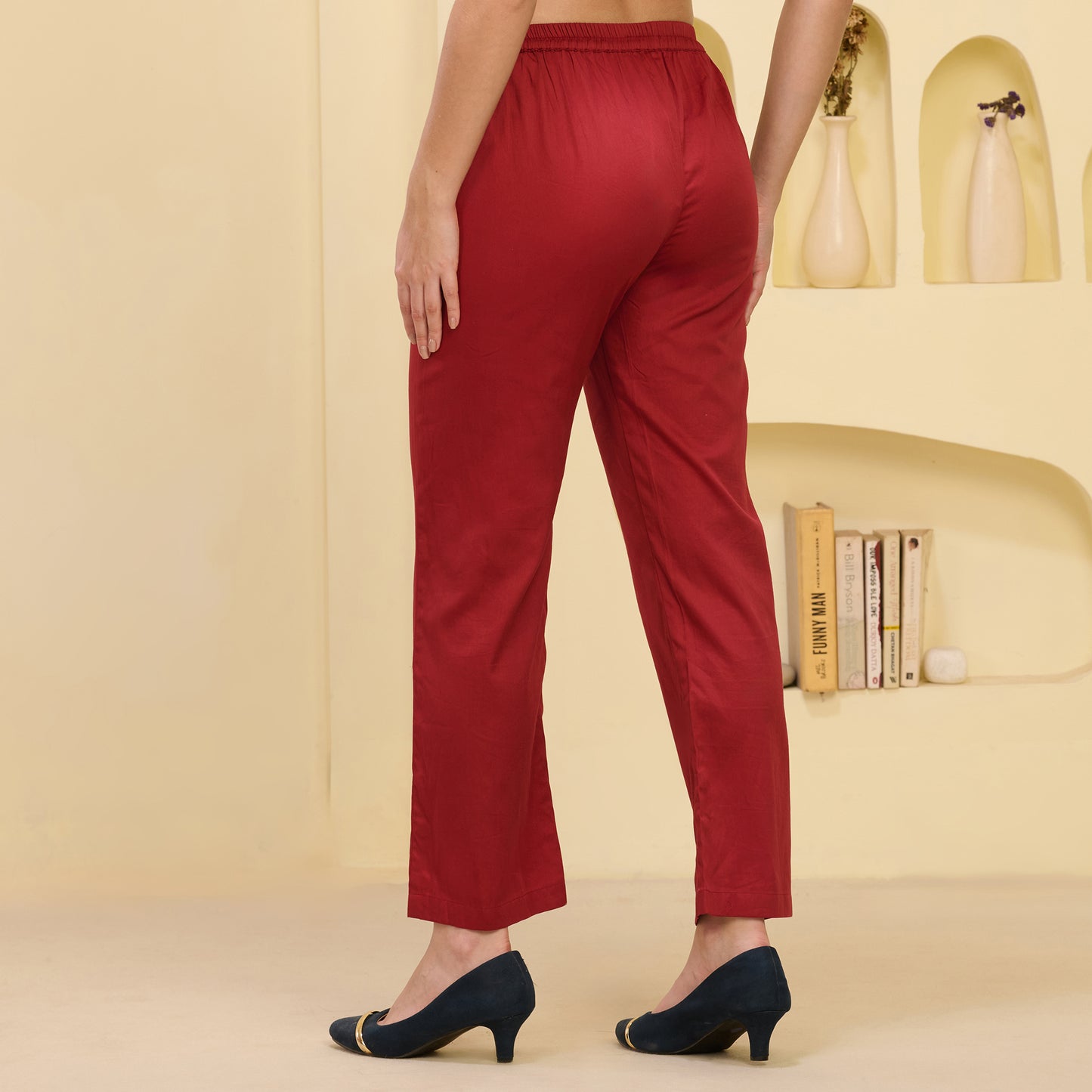 Red Mirror Hand Embroidered Straight Trouser