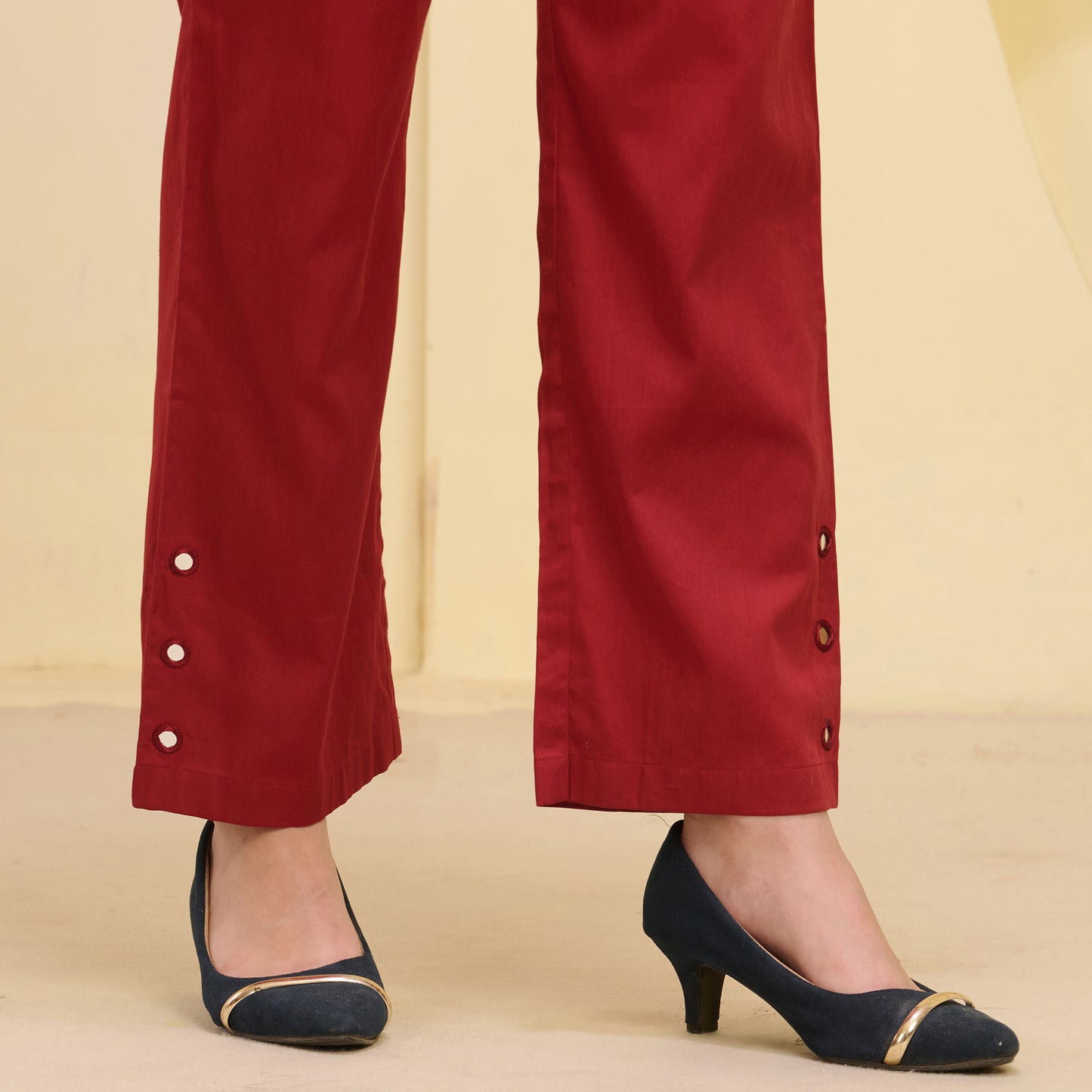 Red Mirror Hand Embroidered Straight Trouser