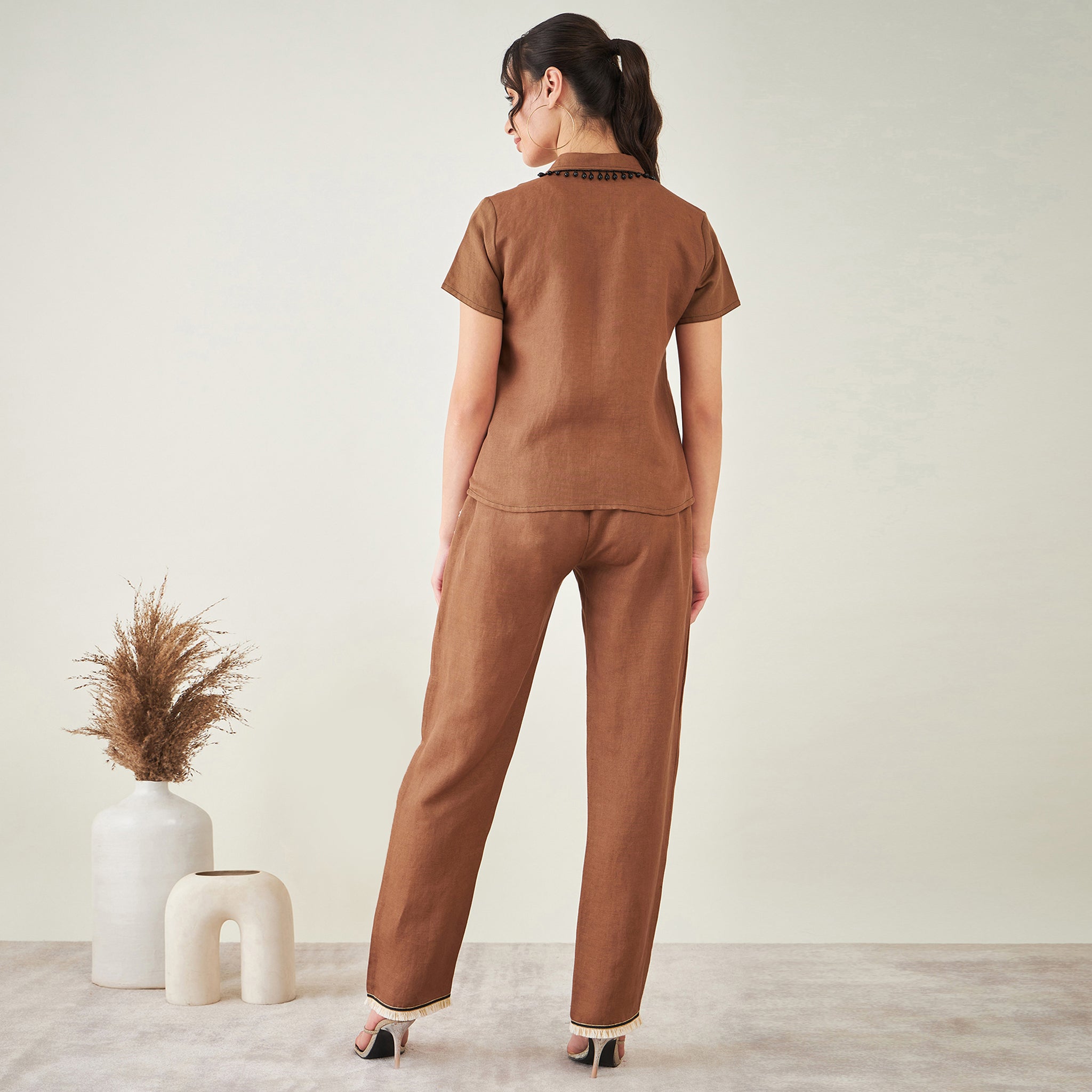 Mens linen lounge pants clay brown, WEEKEND Solstice linen trousers |  Solstice