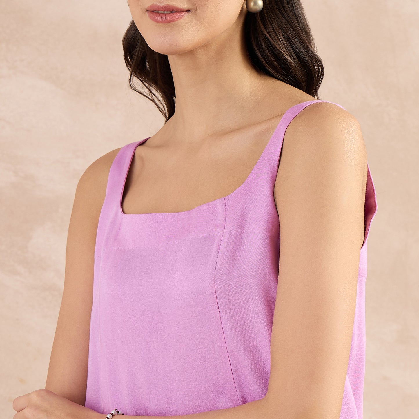 Purple High-Low Sleeveless Top and Trouser Set