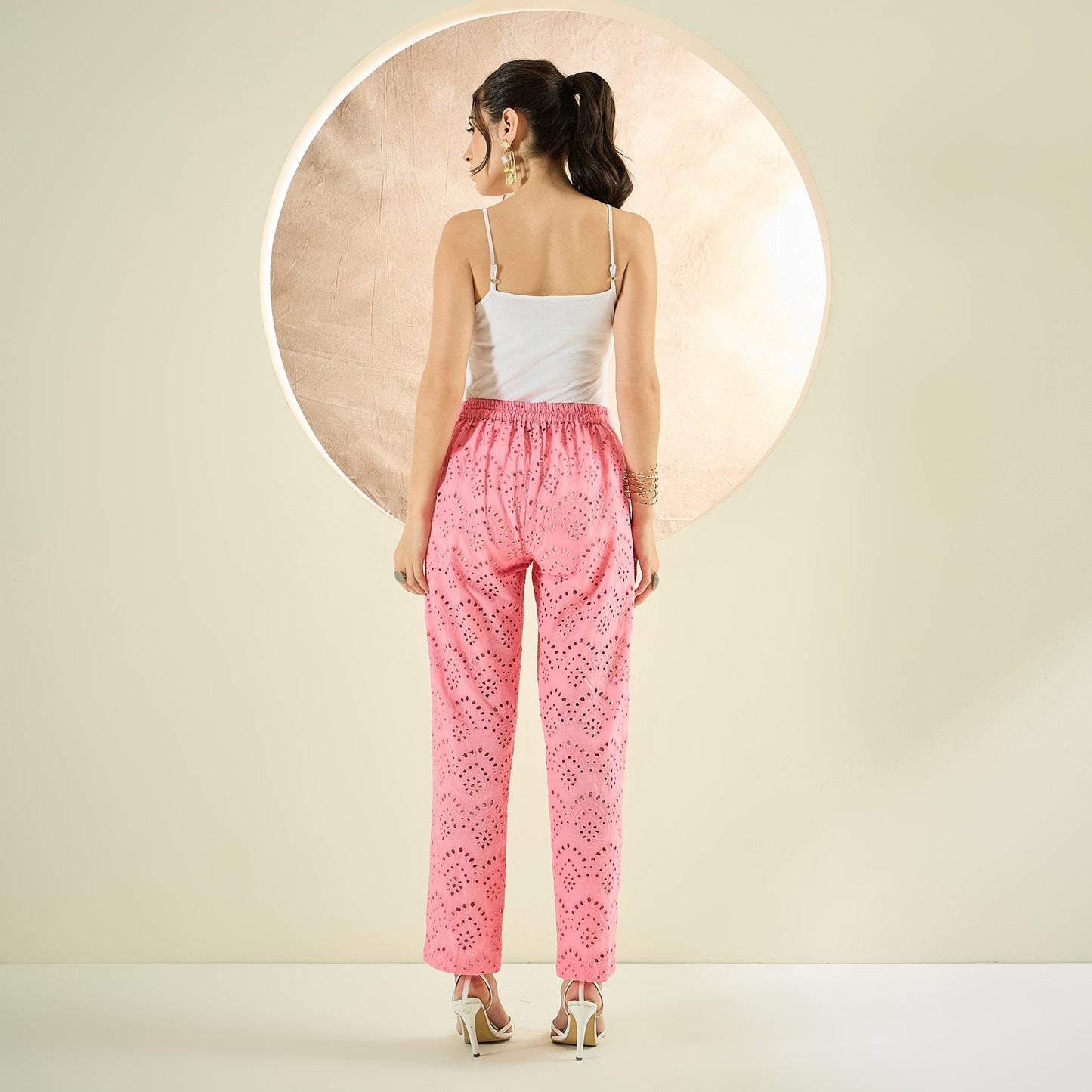 Red and Pink Eyelet Shirt and Pants Co-ord Set