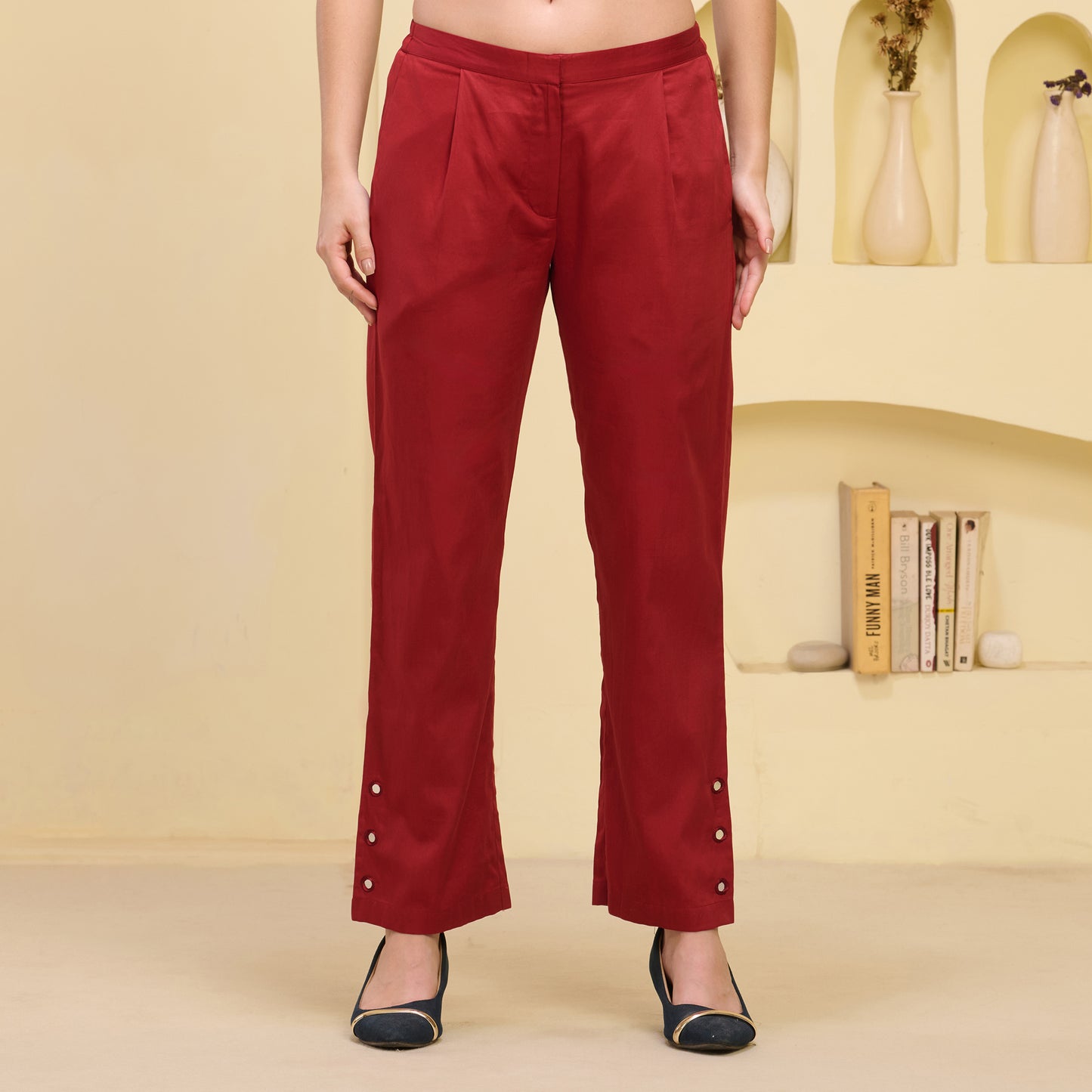 Black and Red Powerful Stripe Print Pleated Shirt and Mirror Hand Embroidered Straight Trouser Set