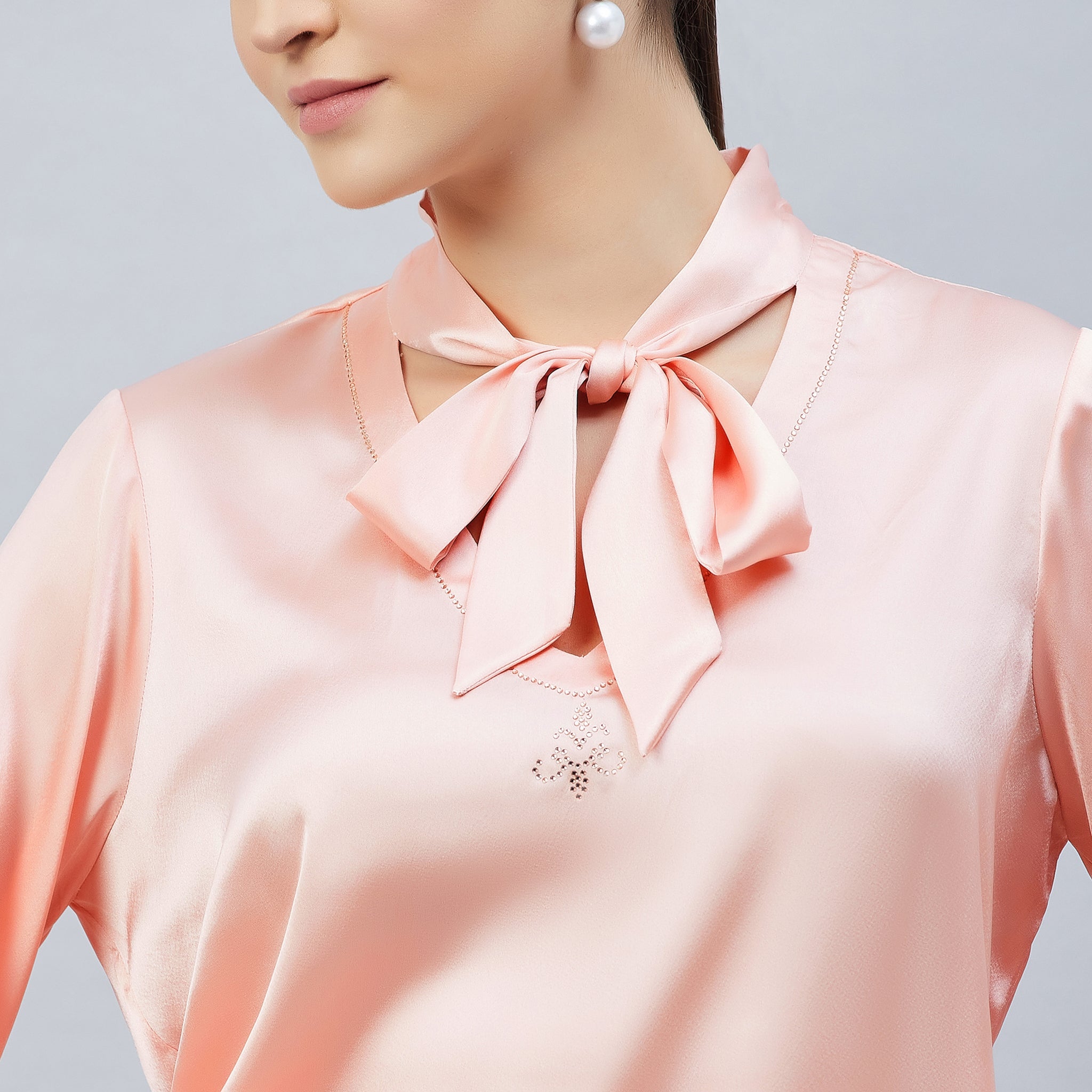 Pink satin hot sale tie top