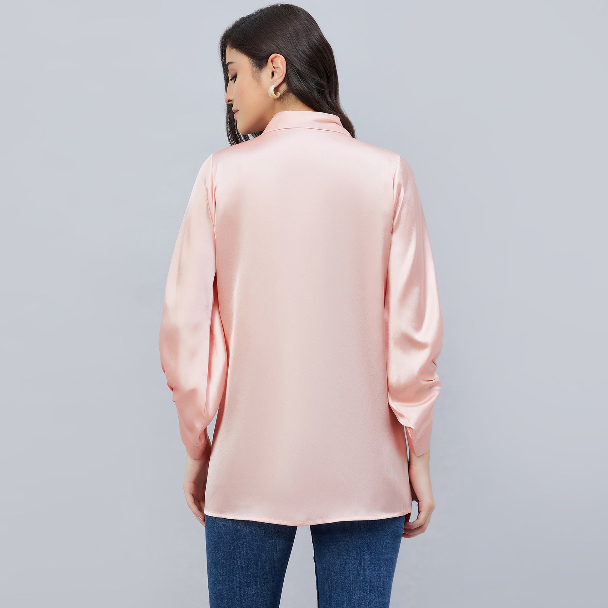 Pink long collar embellished satin shirt - Women-shirts by FIRST RESORT BY RAMOLA BACHCHAN