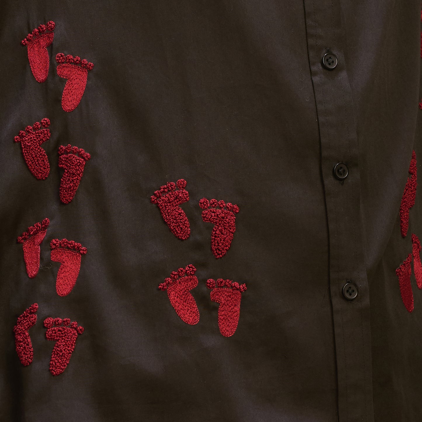 Black and Red Hand Embroidered Pleated Shirt