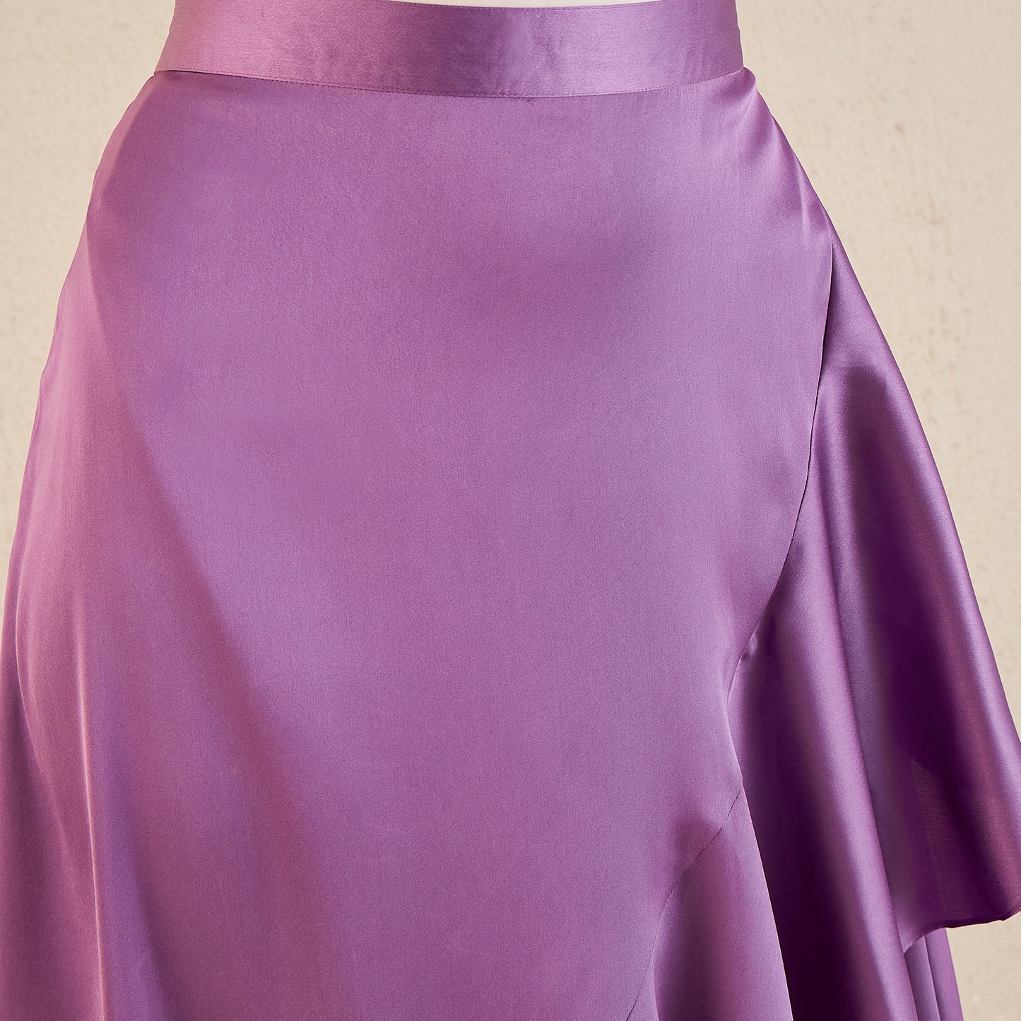 Lilac Satin Broad Frill Long Skirt