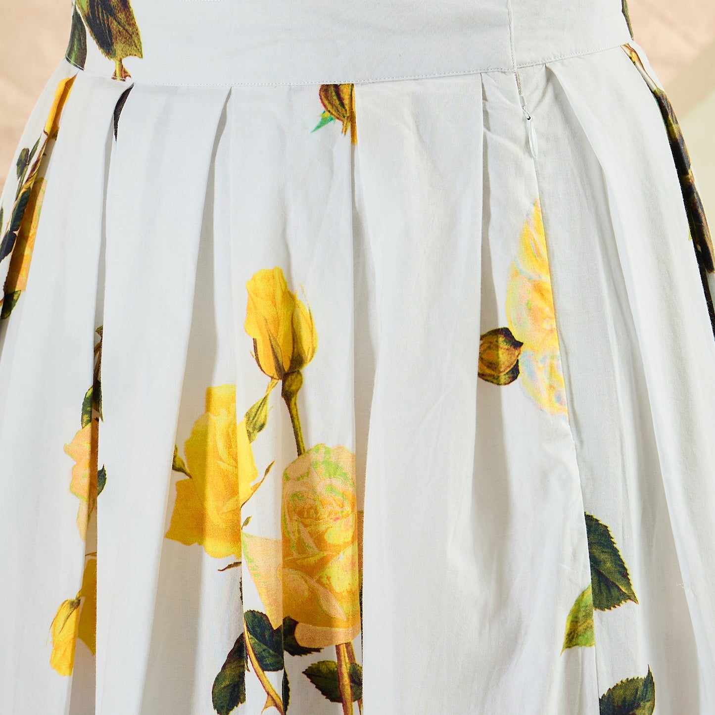 White and Yellow Floral Long Skirt