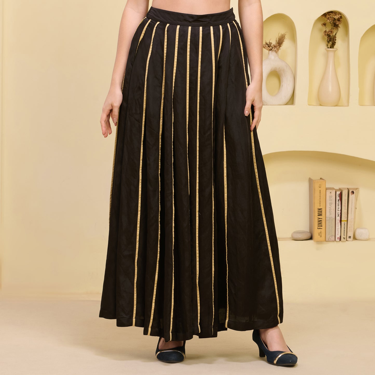 Black and Golden Pleated Skirt