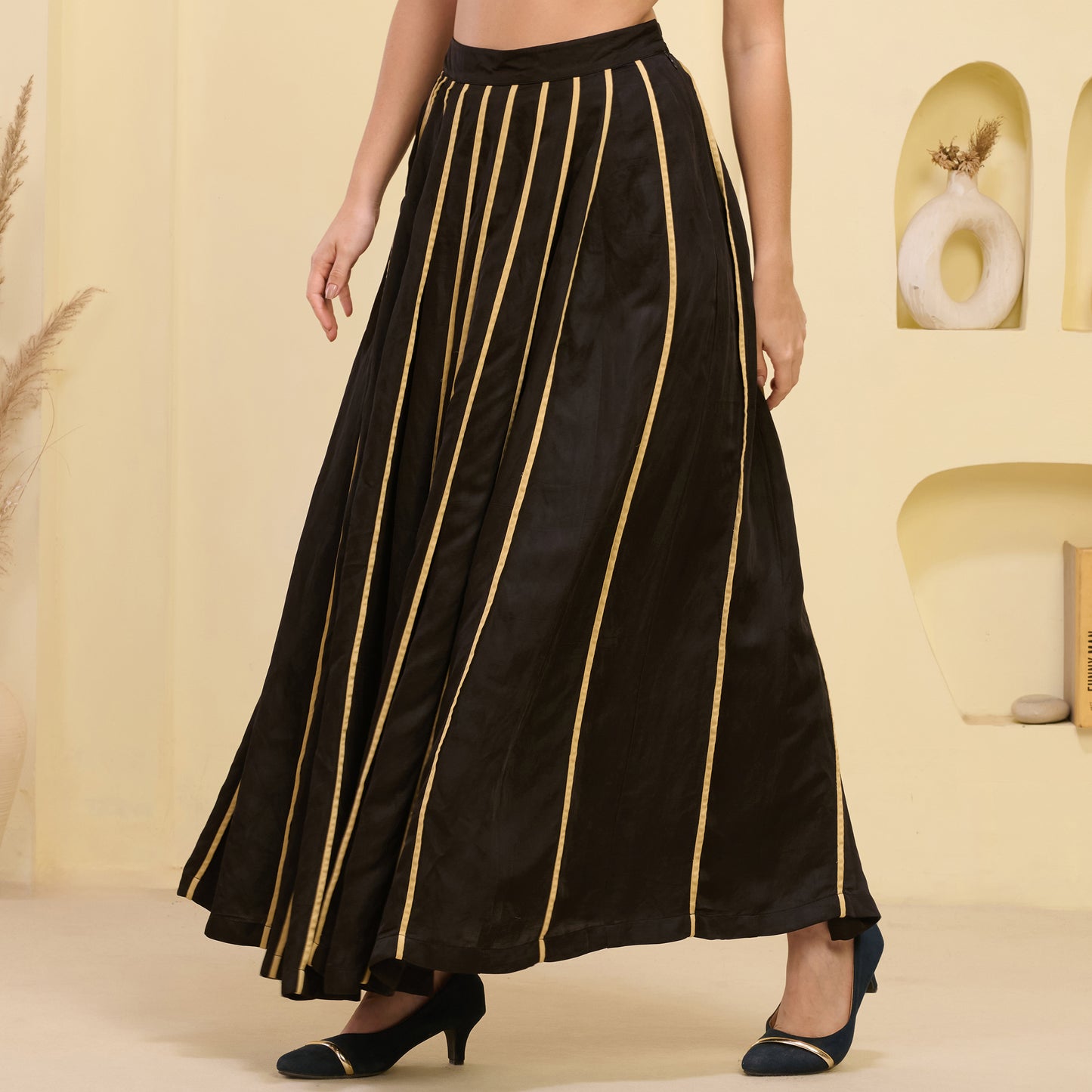 Black and Golden Pleated Skirt