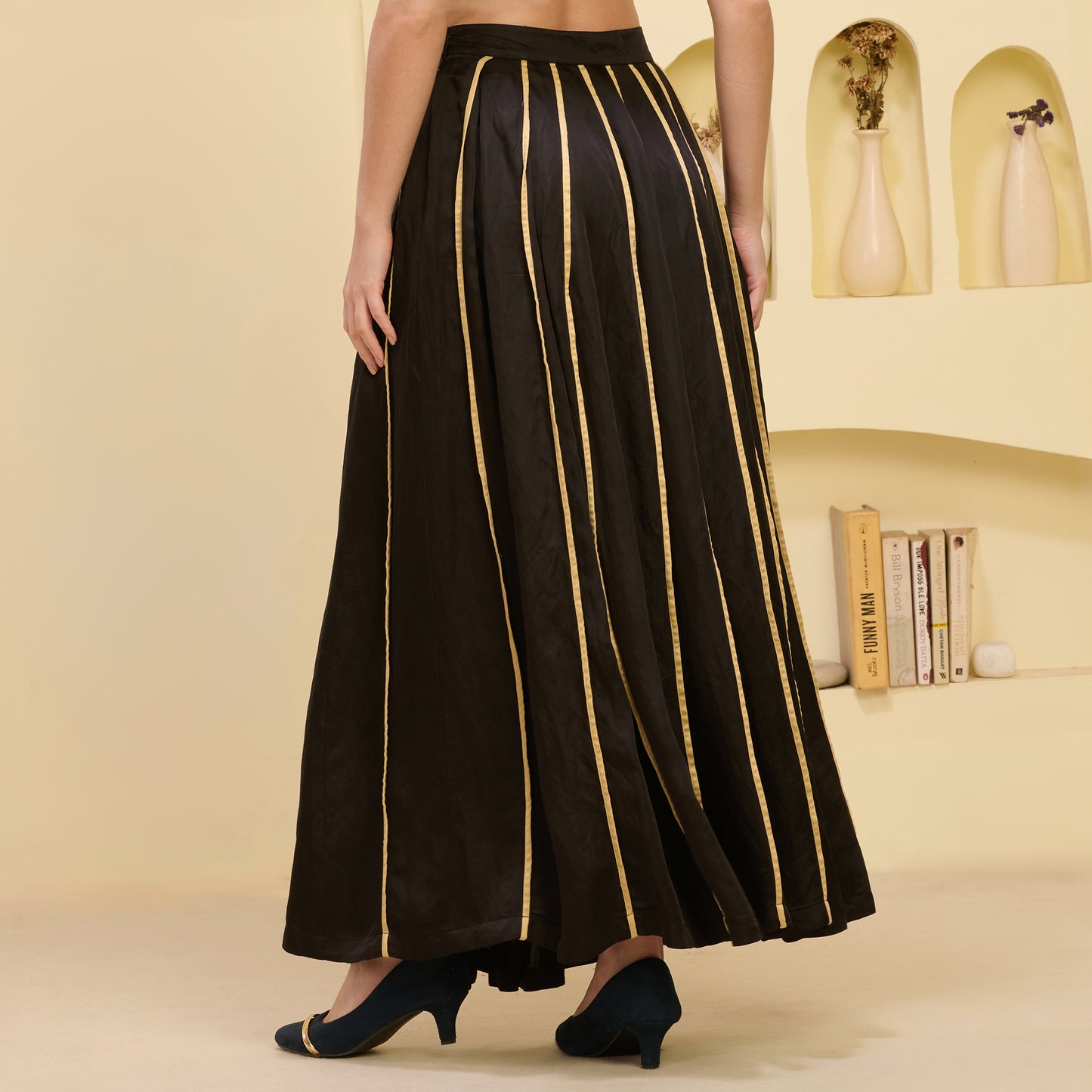 Black and Golden Pleated Skirt