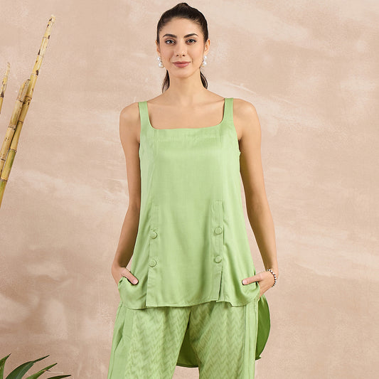 Pastel Green High-Low Sleeveless Top