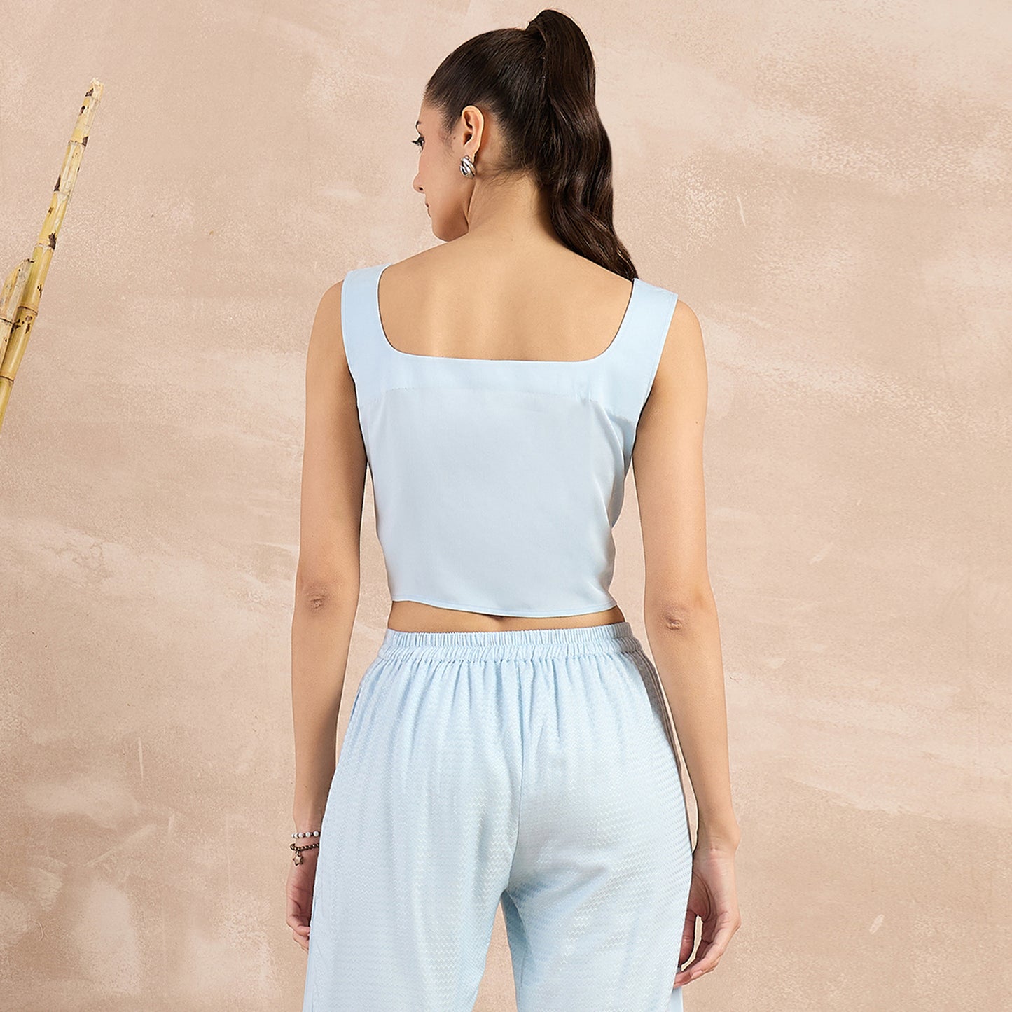 Sky Blue Buttoned Camisole Crop Top