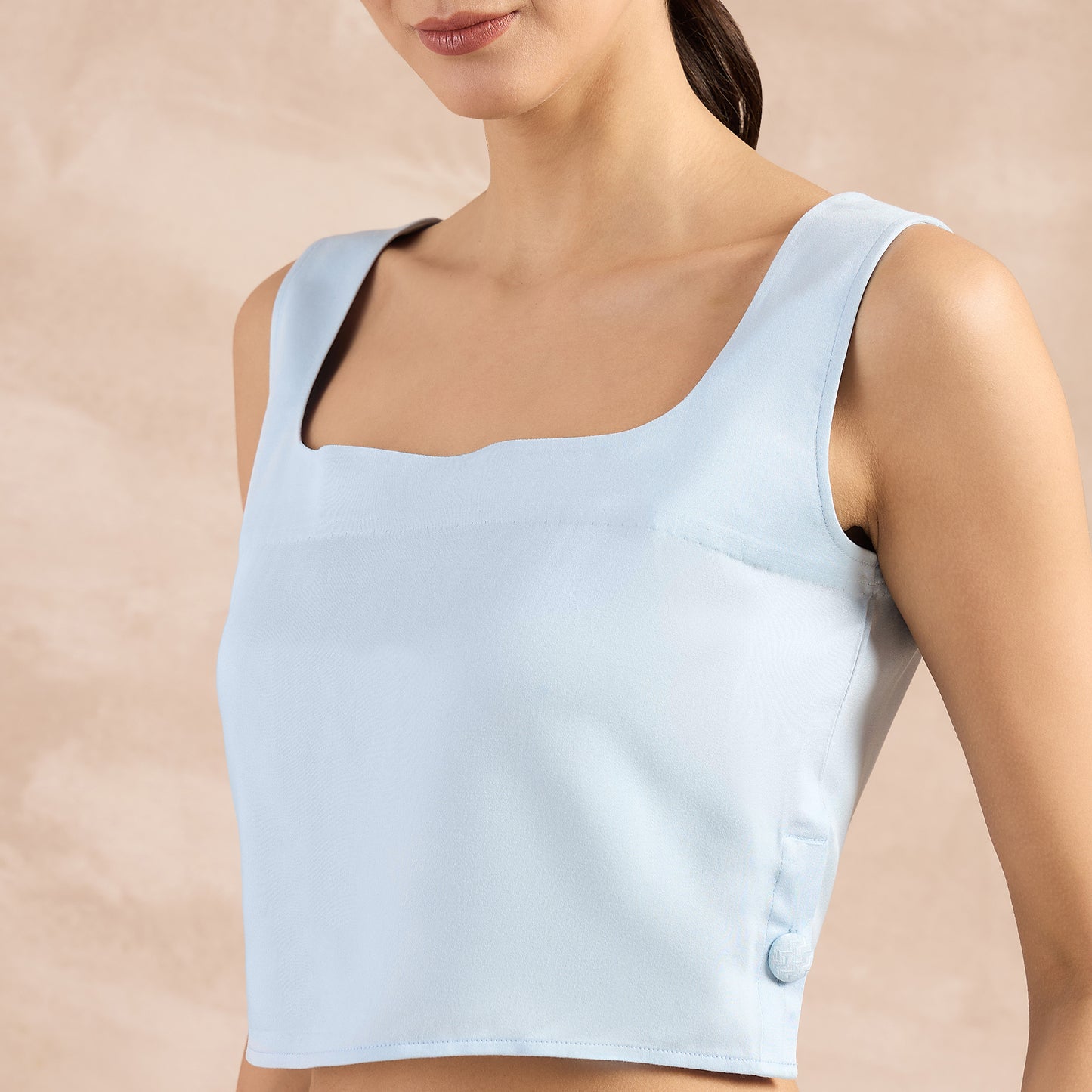 Sky Blue Buttoned Camisole Crop Top