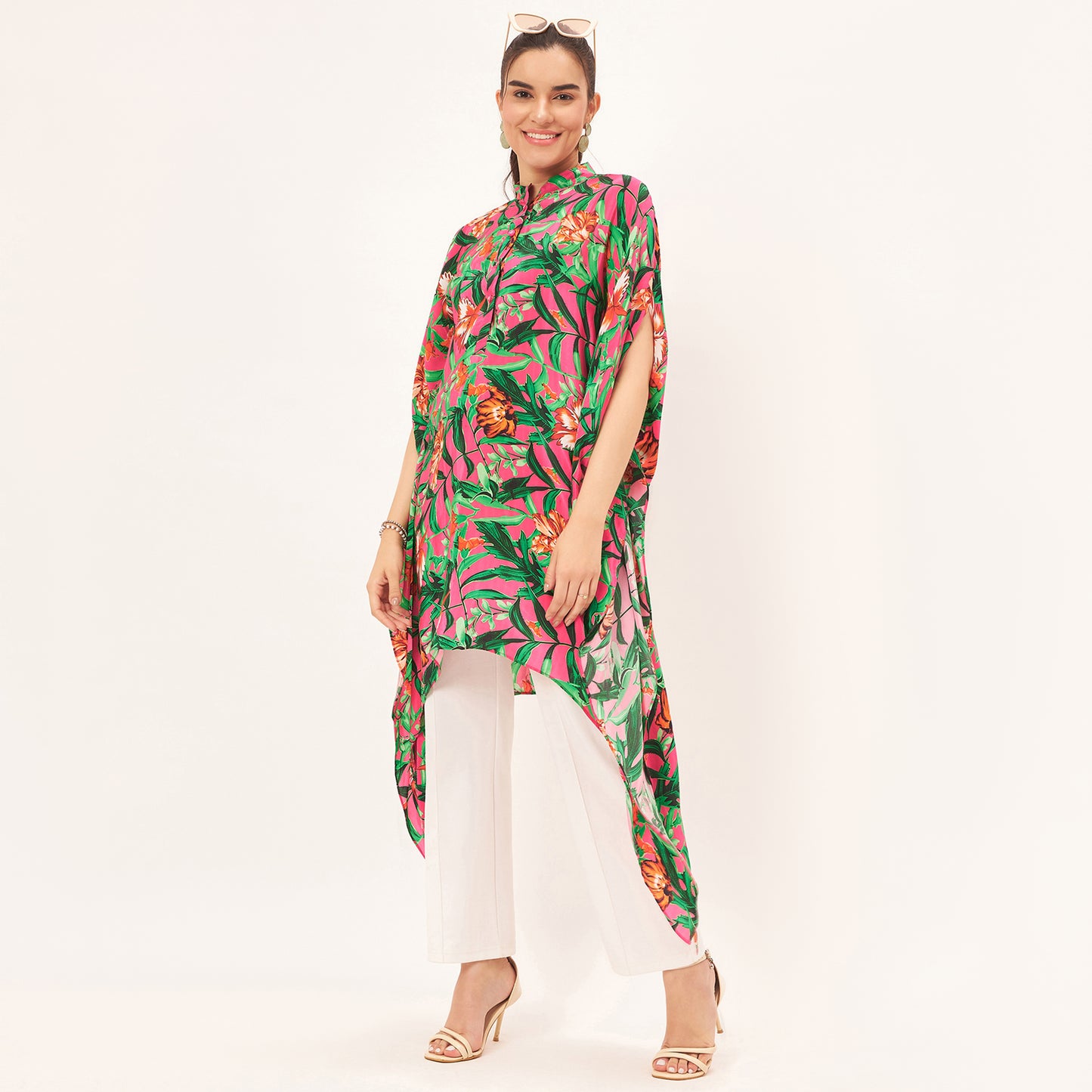 Pink Tropical Print Tunic